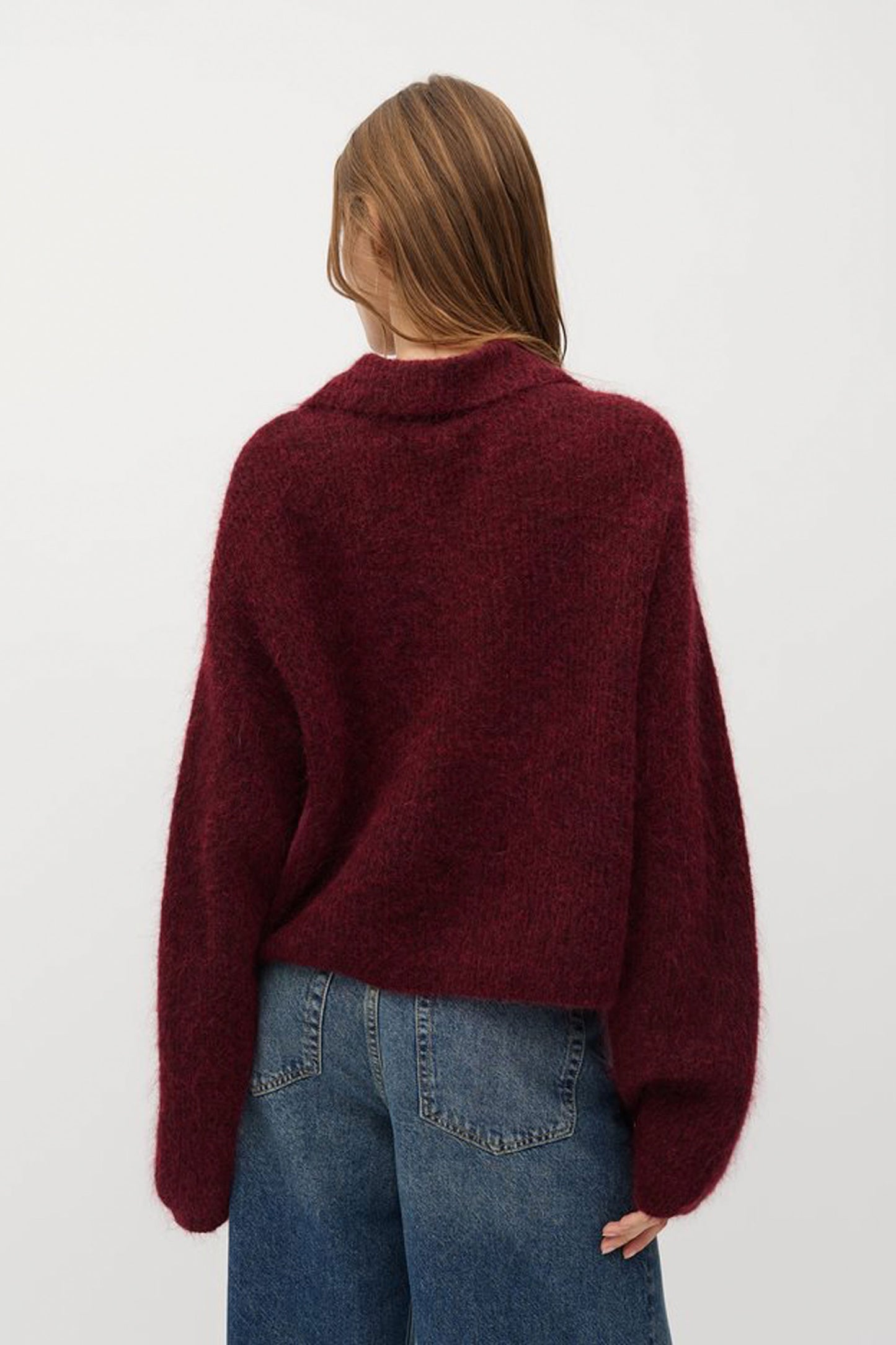 Pukas Surf Shop mbyM women’s mohair-wool blend cardigan in burgundy