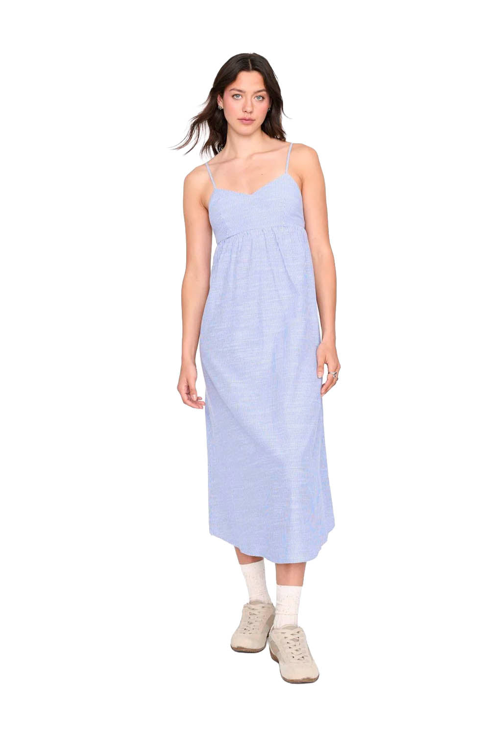 24COLOURS blue gathered bust midi dress – effortless summer style at Pukas Surf Shop