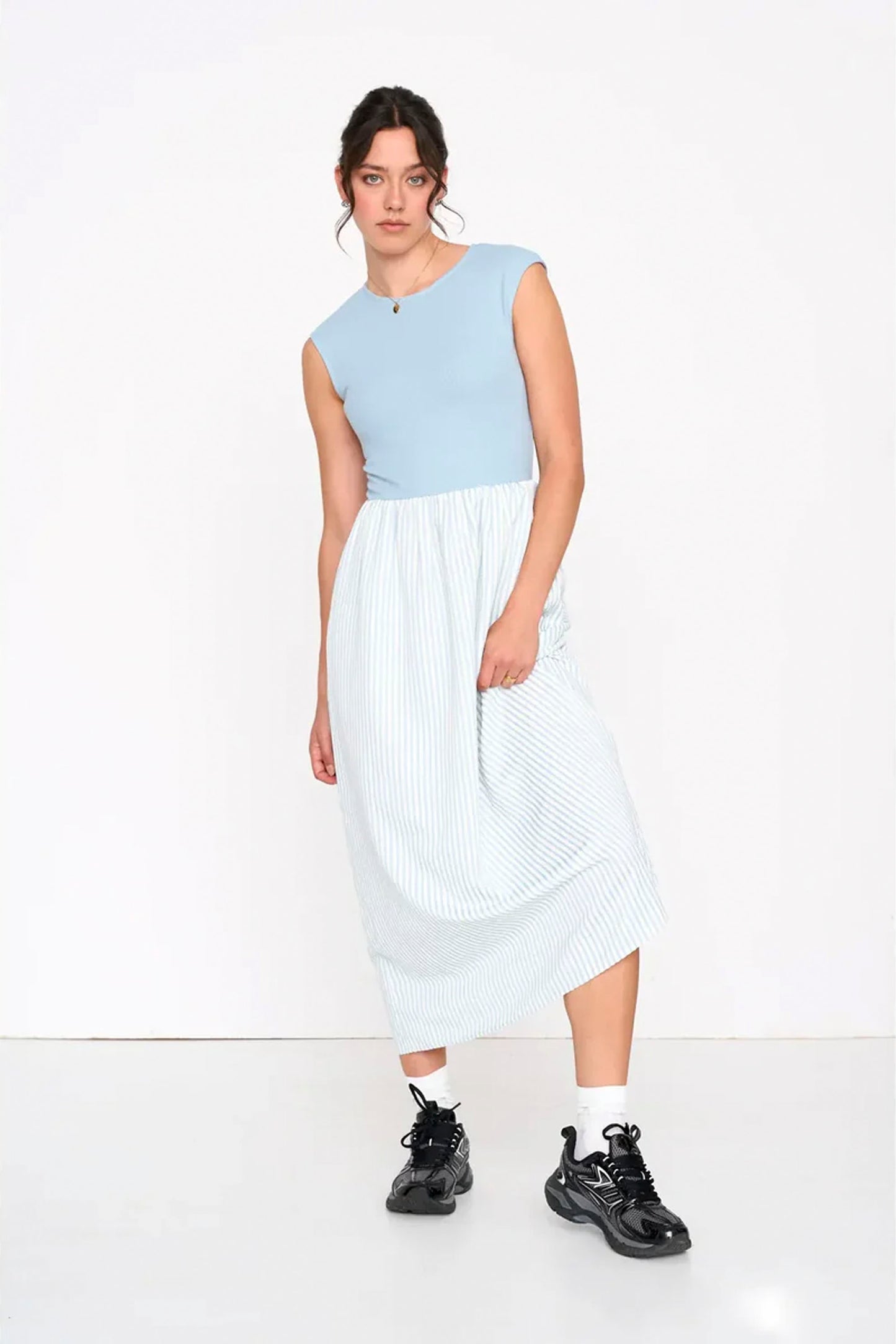 24COLOURS blue striped dress - coastal lifestyle women's clothing at Pukas Surf Shop
