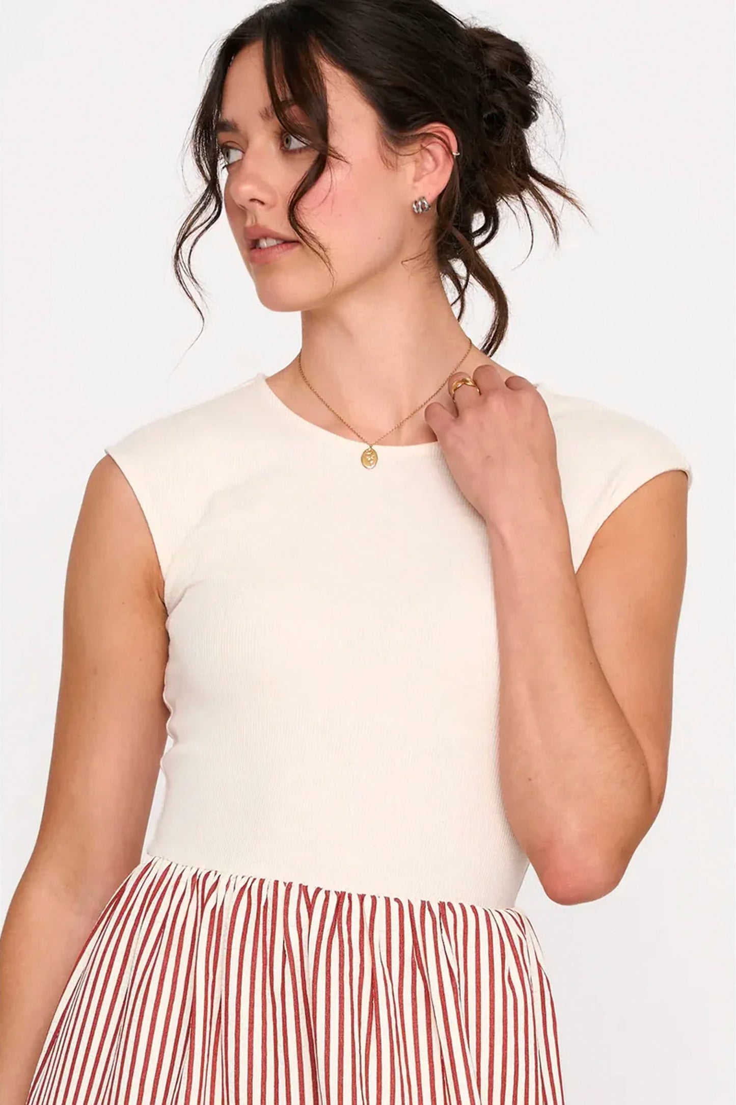 24COLOURS rust striped dress - coastal lifestyle women's clothing at Pukas Surf Shop
