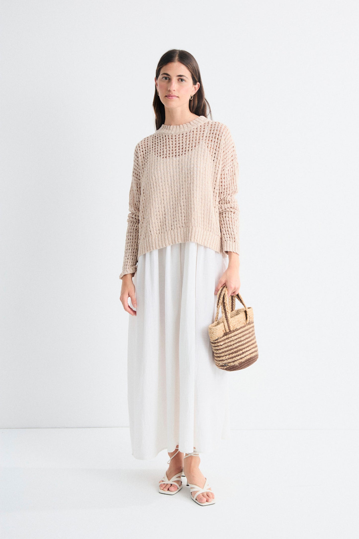 MUS & BOMBON Soleil dress in blanco white - pleated midi dress