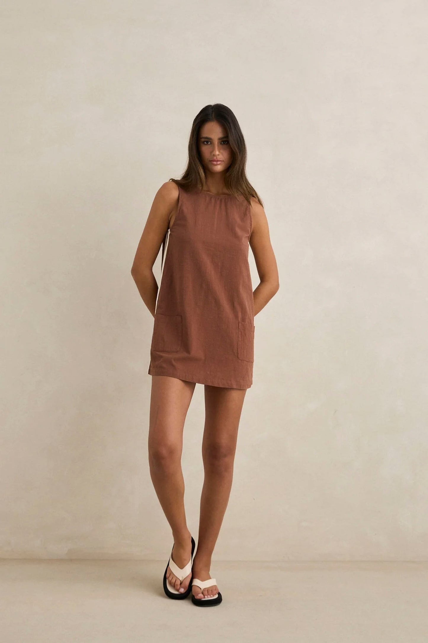 RHYTHM Hanalei Mini Dress in chocolate - women's dress
