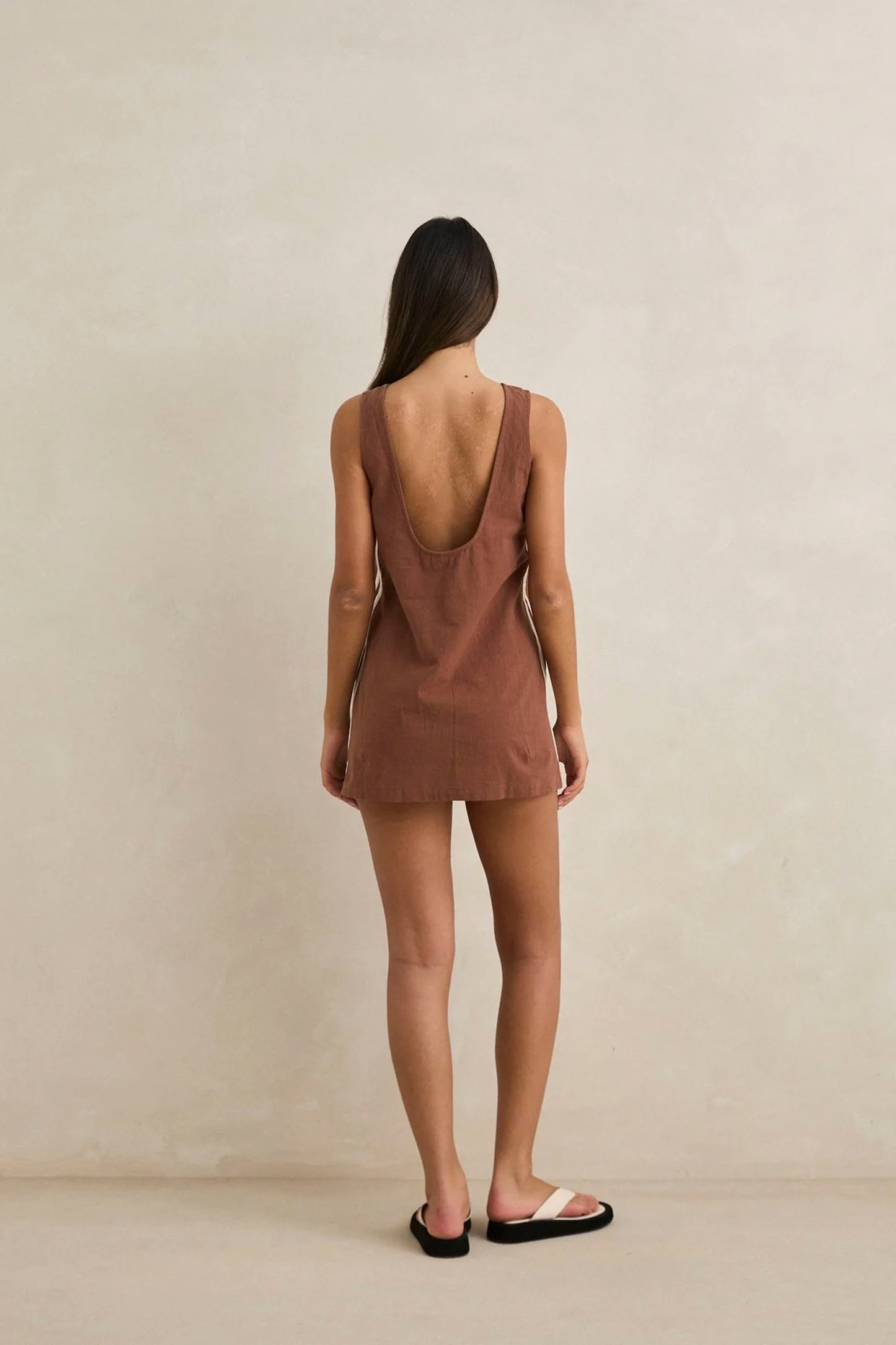 RHYTHM Hanalei Mini Dress in chocolate - women's dress
