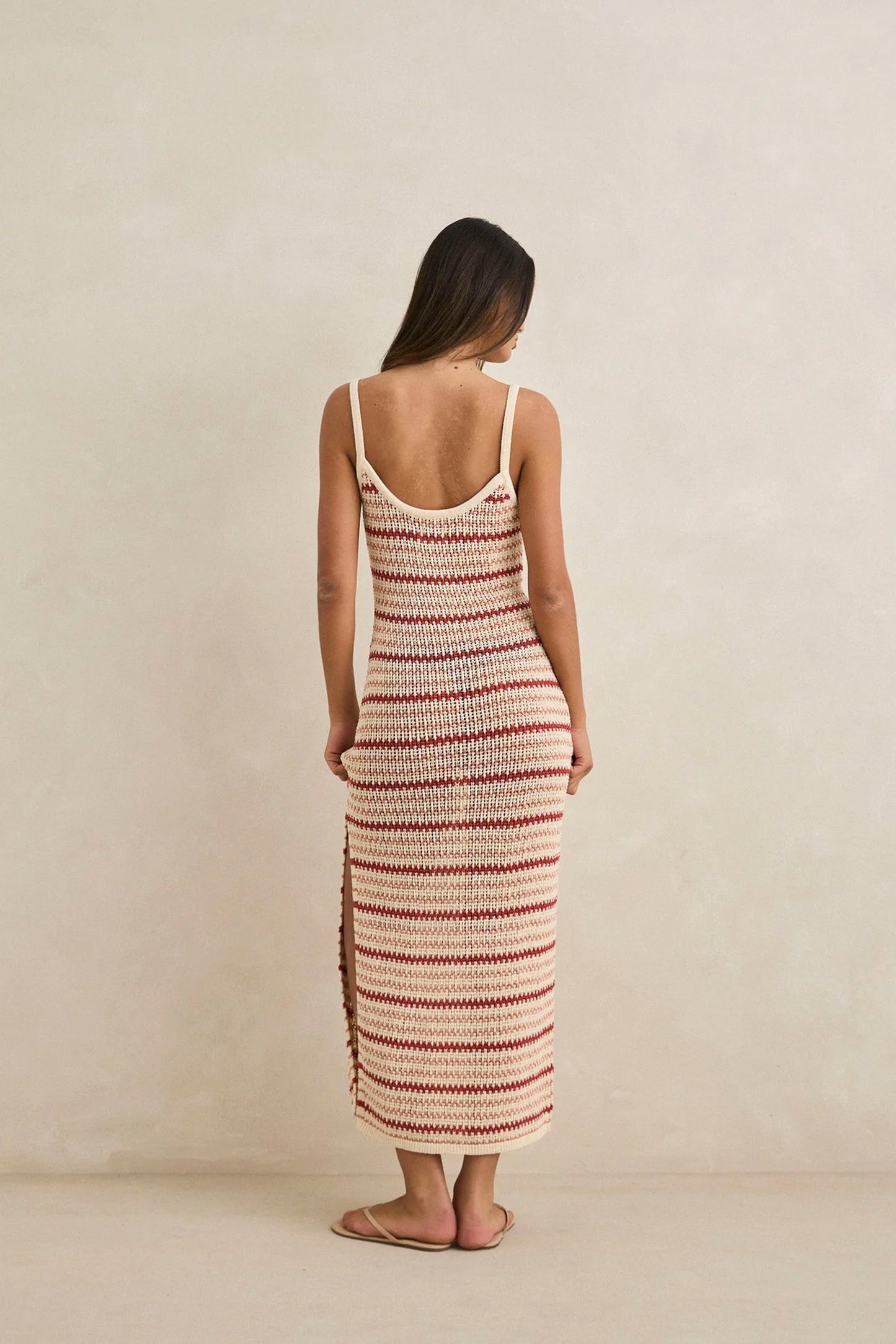 RHYTHM Tami Stripe Knit Maxi Dress in watermelon - women's dress
