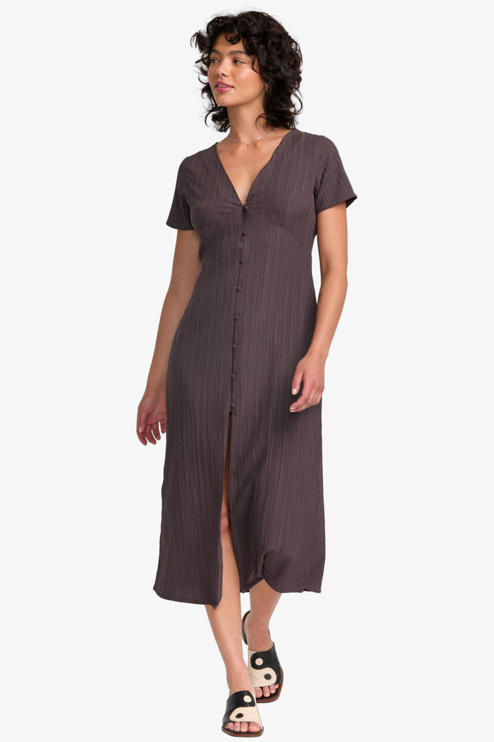 Pukas-Surf-Shop-Woman-Dress-Rvca-Understated-Midi-Raisin