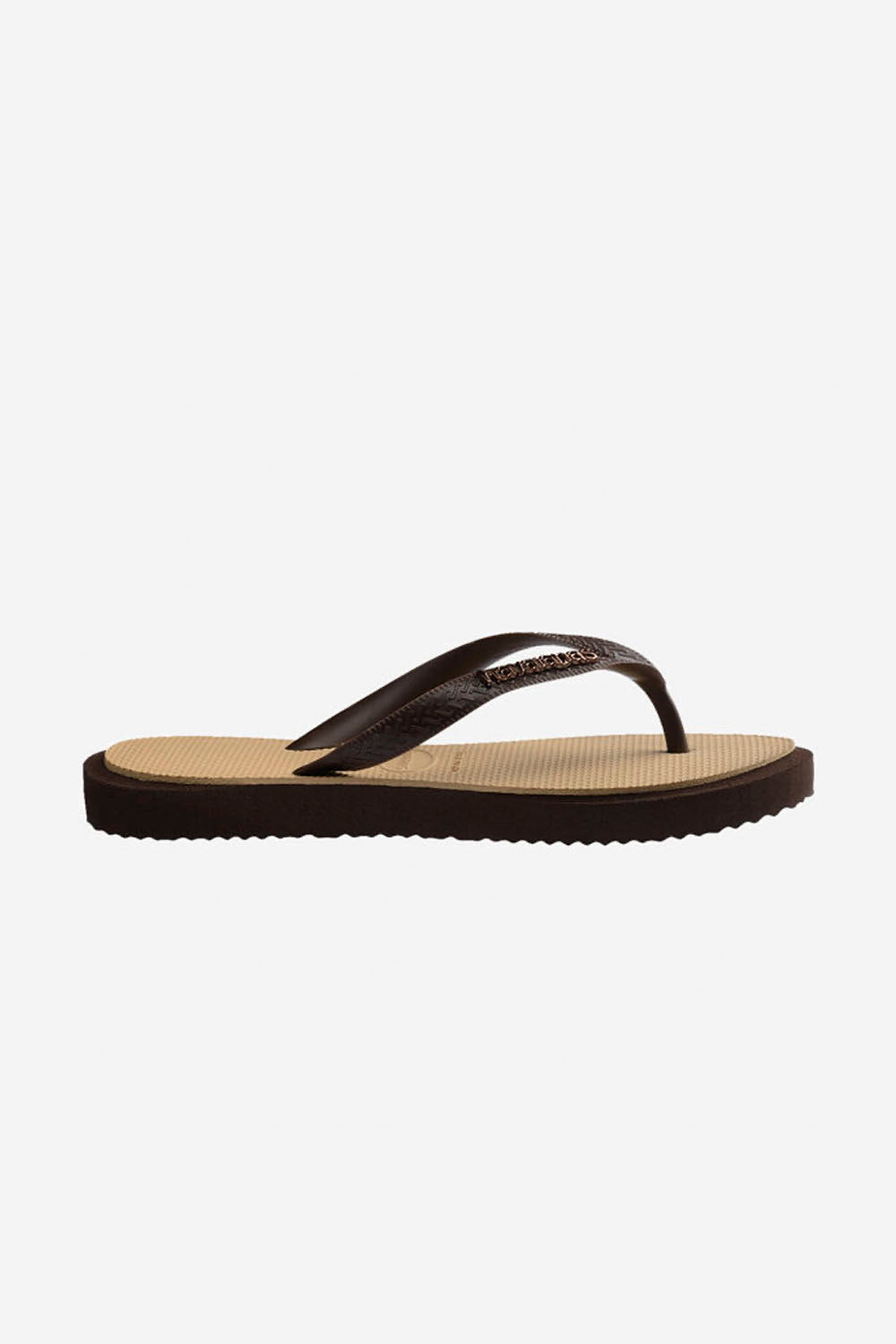 Navy blue sandal with white sole on a white background