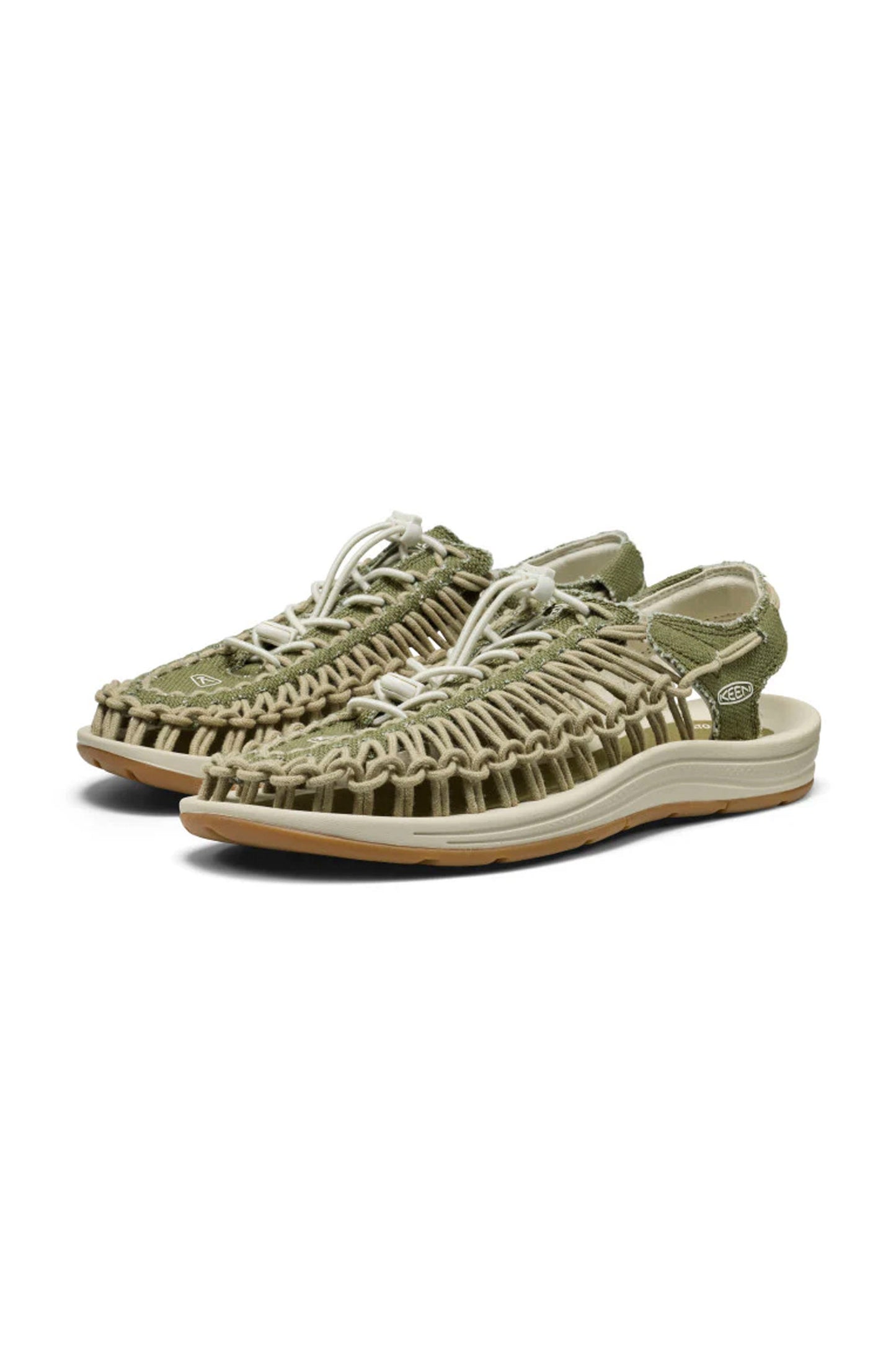 Pukas Surf Shop – Men's KEEN Uneek Canvas Sandal in Martini Olive Birch, side view