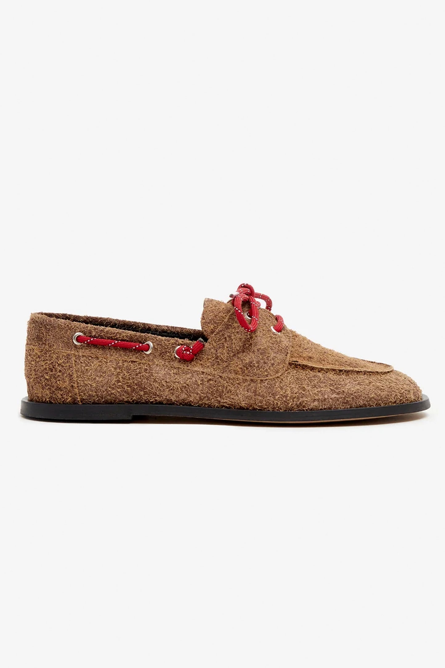 POMPEII Ariete Suede Hairy boat shoes in caramel colorway