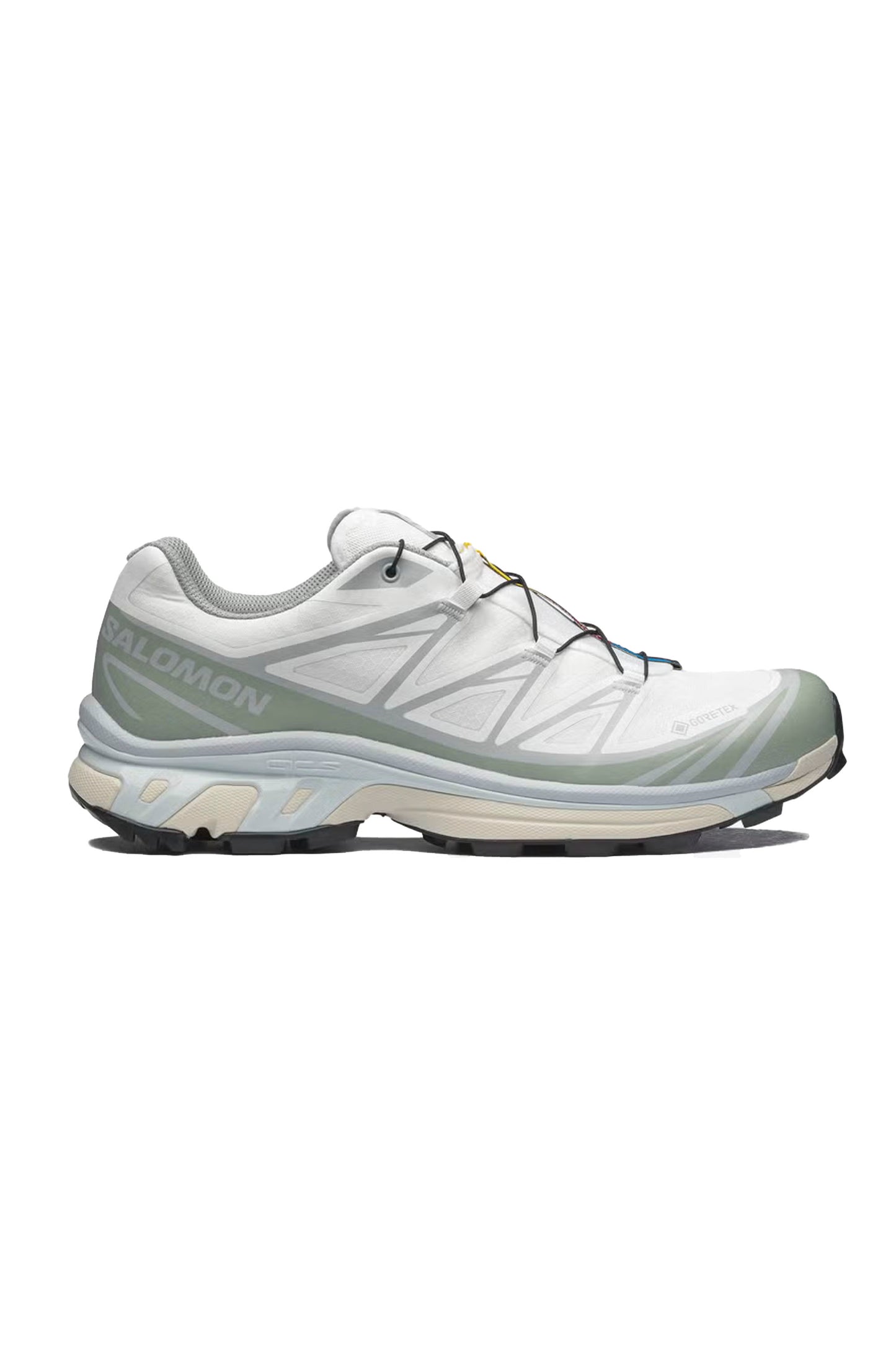 SALOMON XT-6 GORE-TEX waterproof sneaker in white and green milieu colorway for women