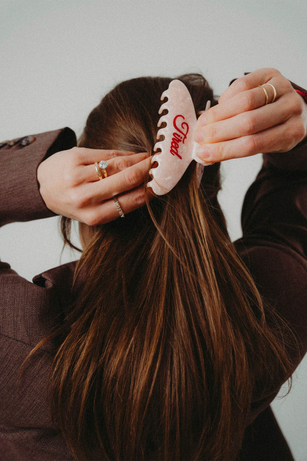 NOT YOUR MOMMY Tired Hairclip - glossy pink acetate hair clip at Pukas Surf Shop