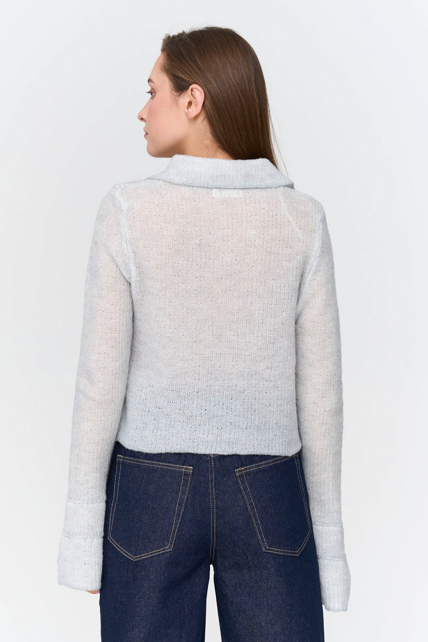 24 Colours Pukas Surf Shop blue knit cardigan relaxed drape soft texture