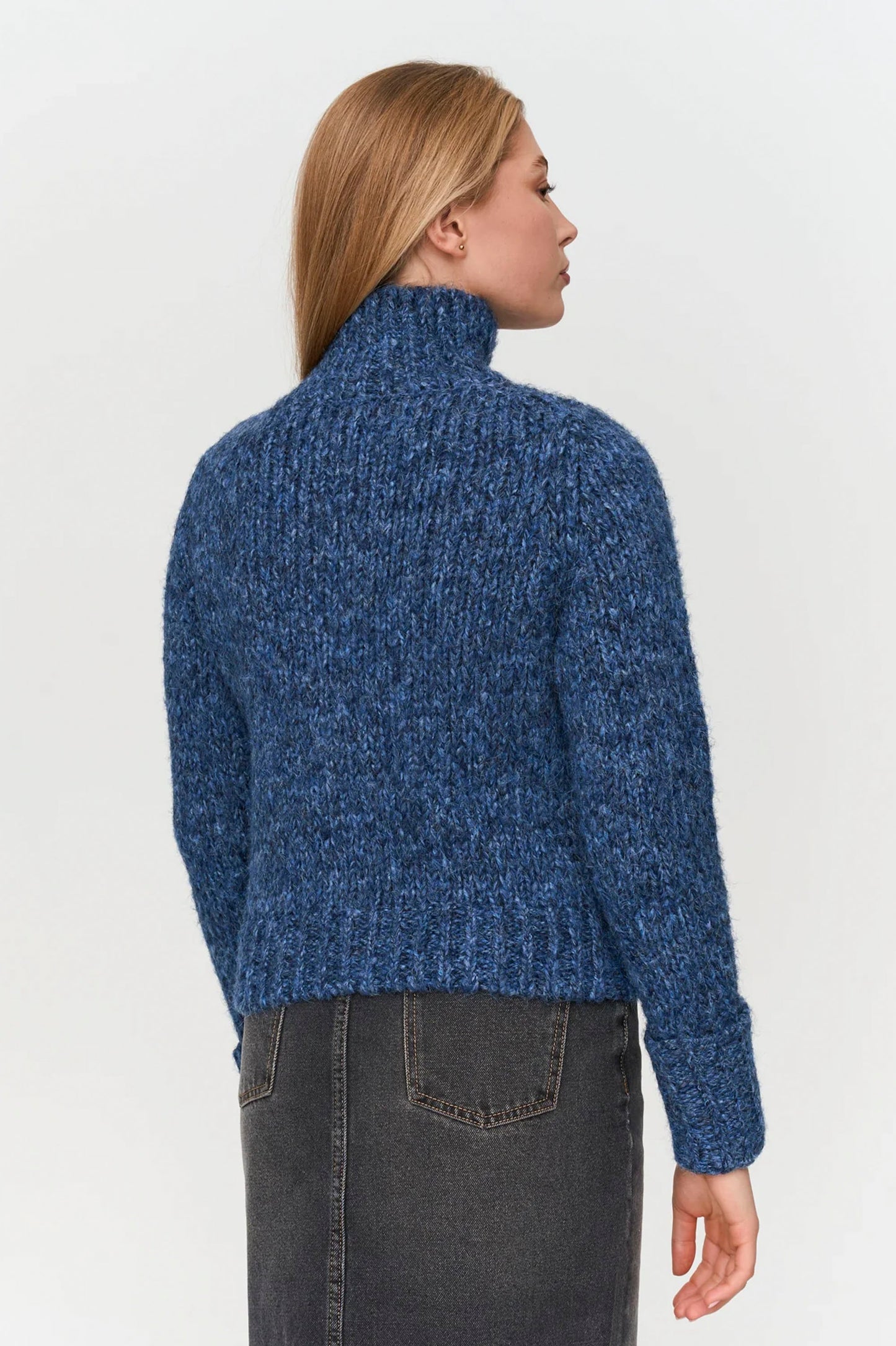 24 Colours Pukas Surf Shop melange blue zip cardigan textured knit relaxed fit