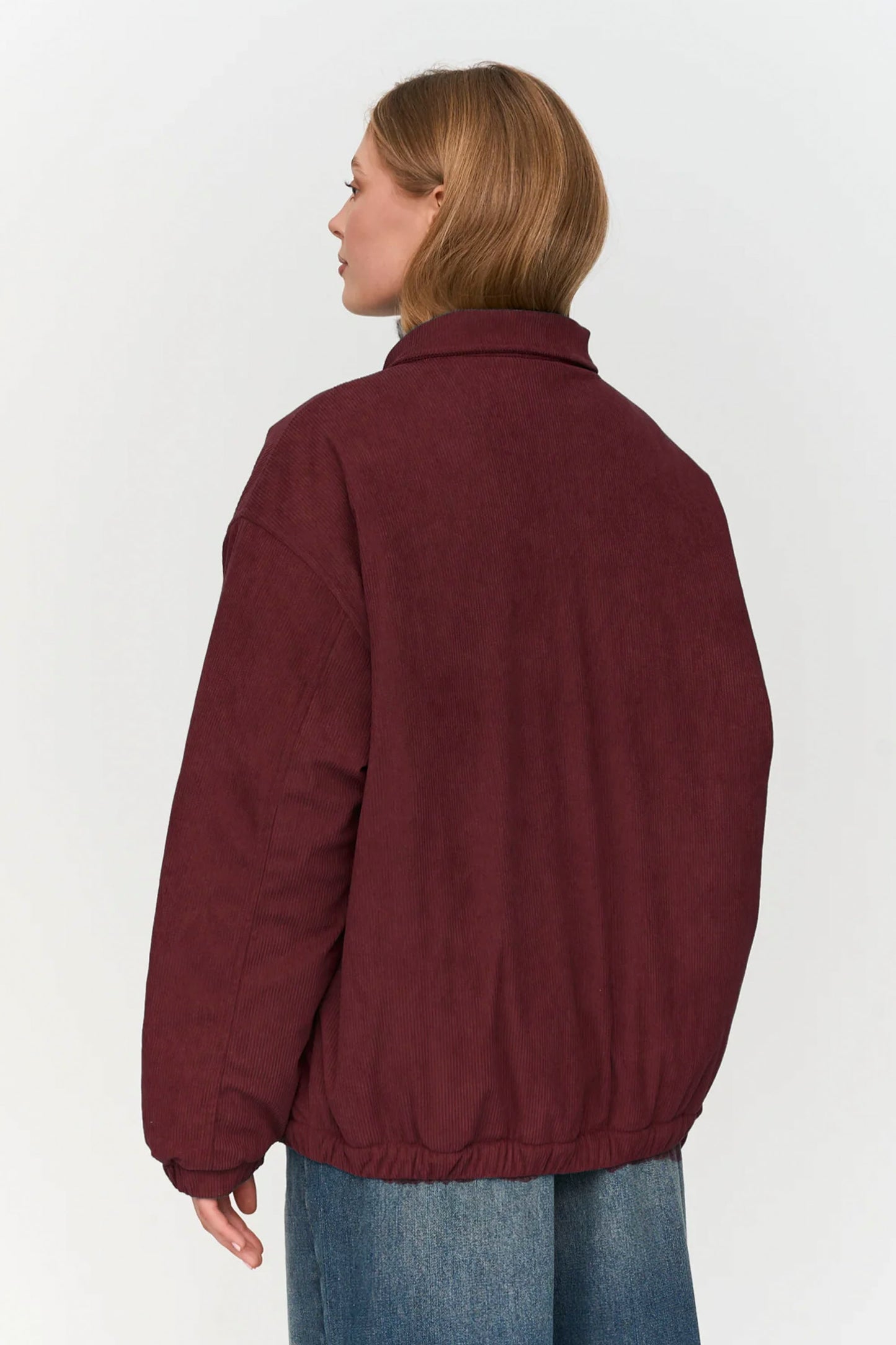 24 Colours Pukas Surf Shop bordeaux cord bomber jacket structured textured outerwear