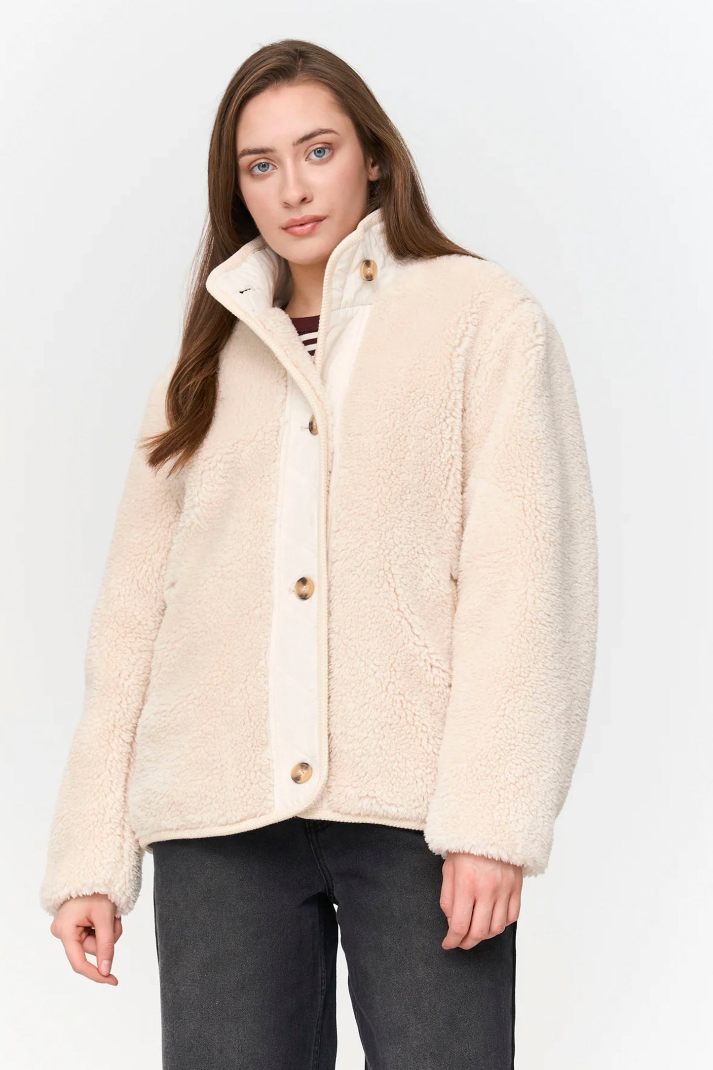 24 Colours Pukas Surf Shop teddy fleece jacket soft texture relaxed cut