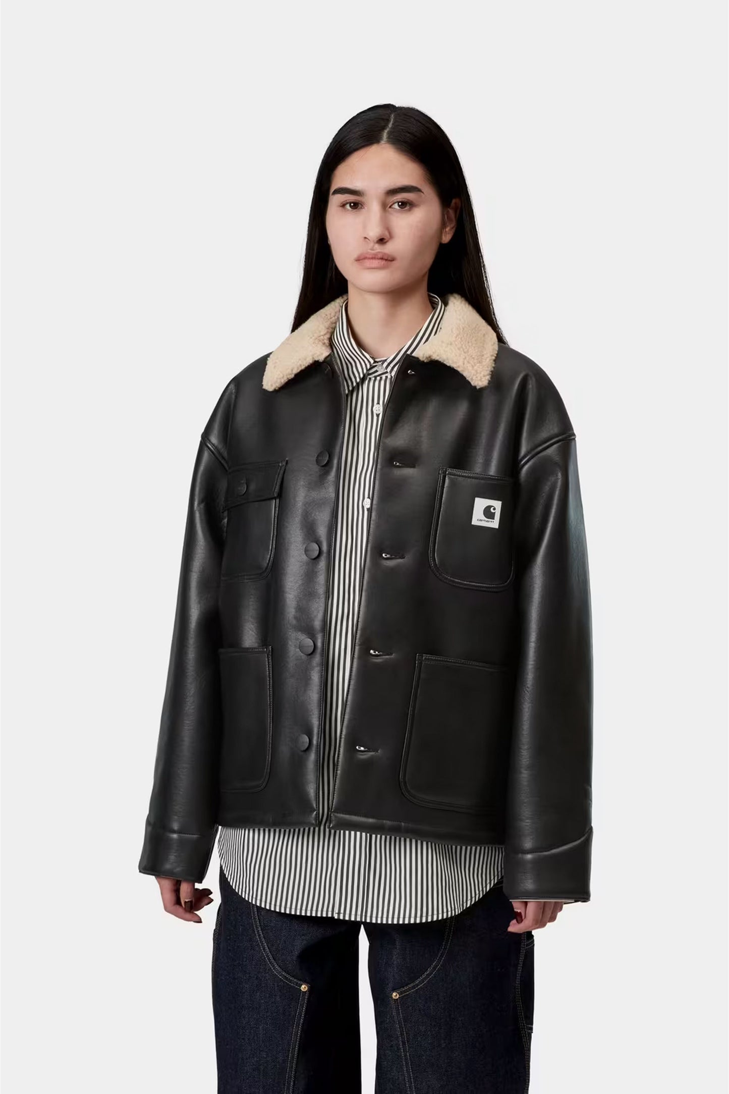 Pukas Surf Shop Carhartt WIP W' Shepton OG Michigan Coat in Black / Natural