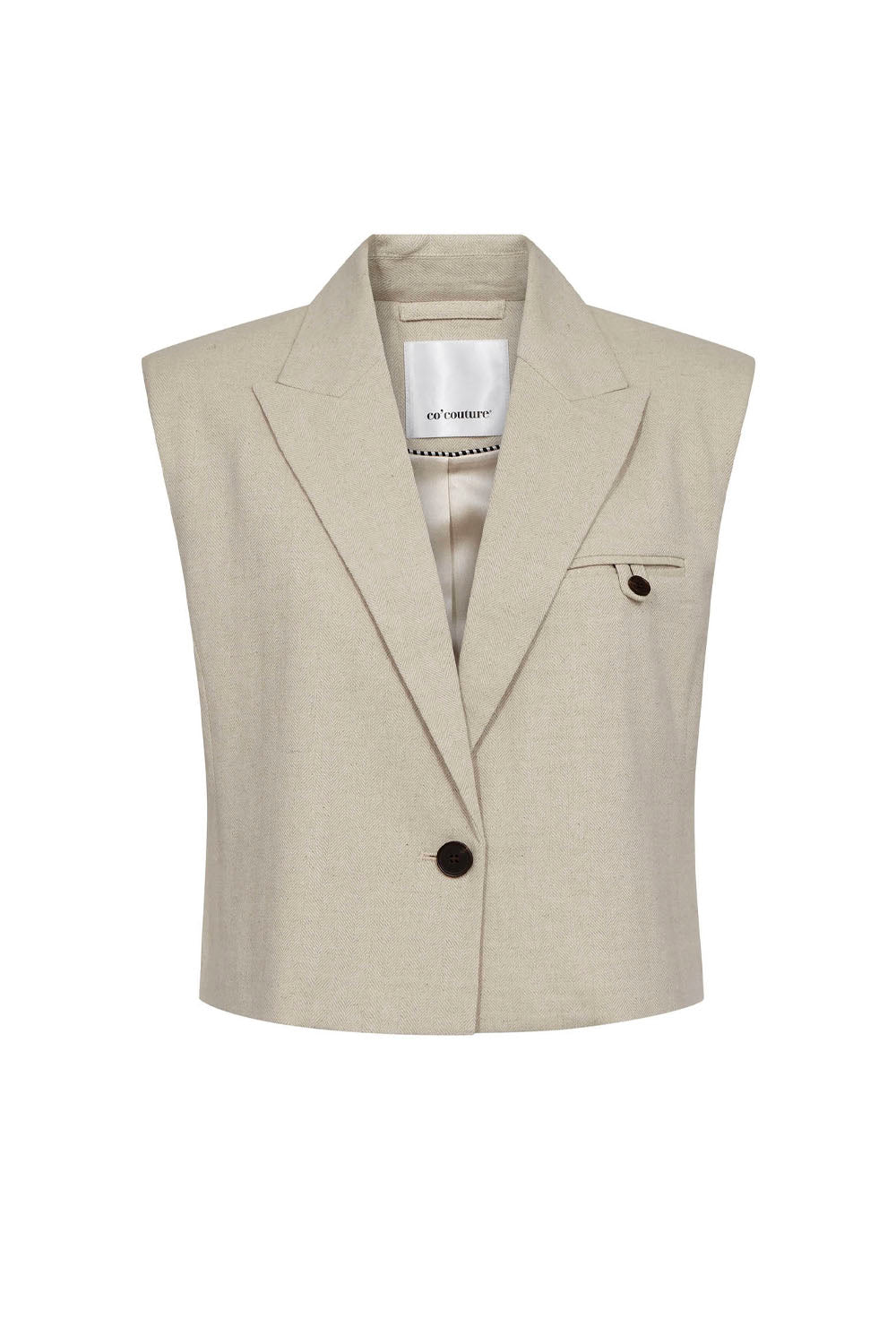 Co'Couture Leenacc Linen Vest in bone – relaxed linen-style vest
