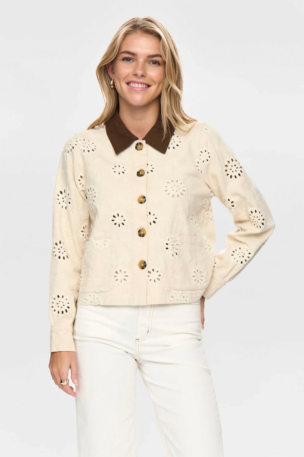 NÜMPH Nuenora Jacket in Irish Cream – women's structured tailored jacket in warm cream, available at Pukas Surf Shop