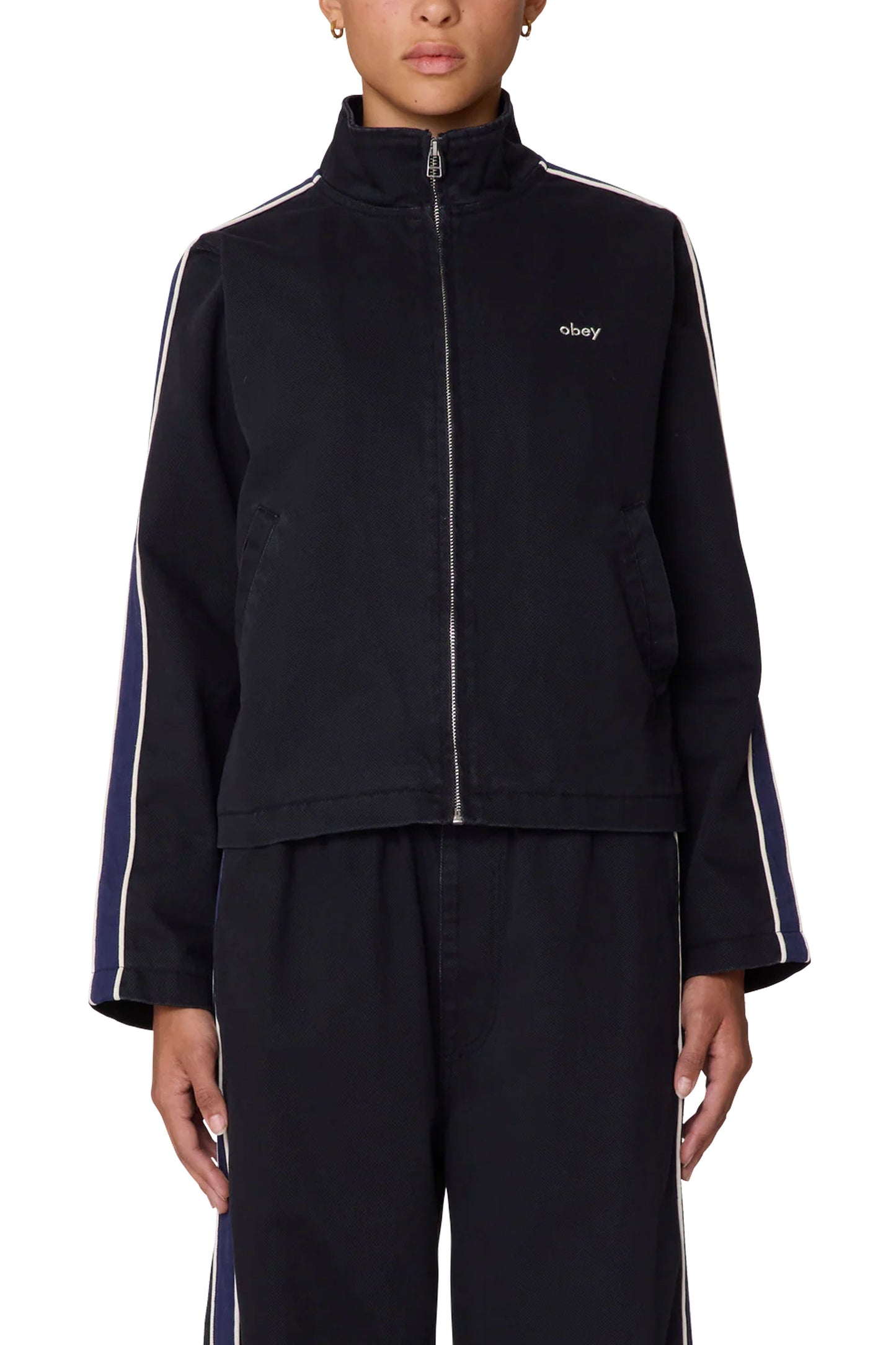 Obey Black tracksuit with white stripes Pukas Surf Shop