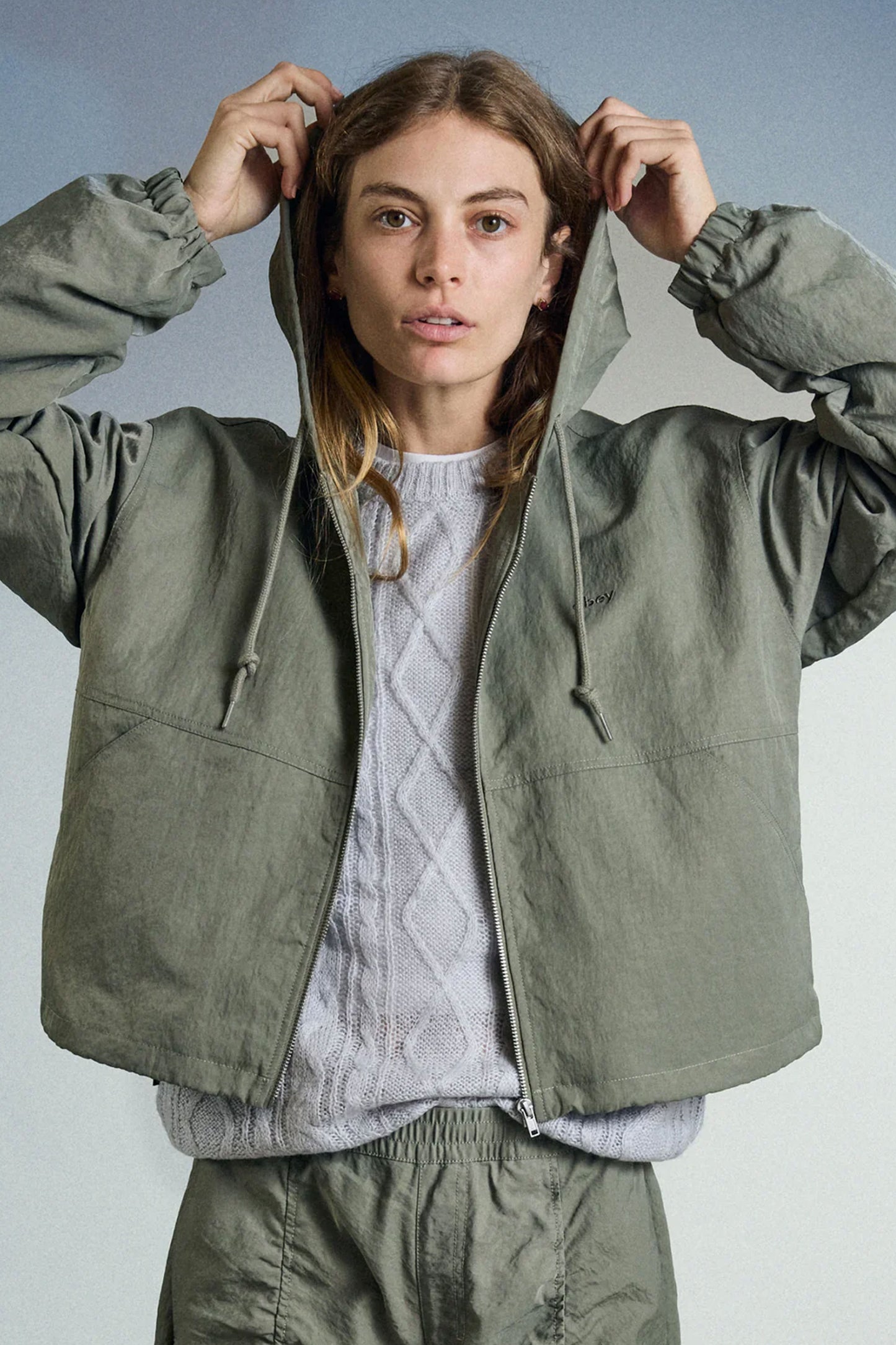 Pukas Surf Shop Woman Jacket Obey Lula Hood Sage