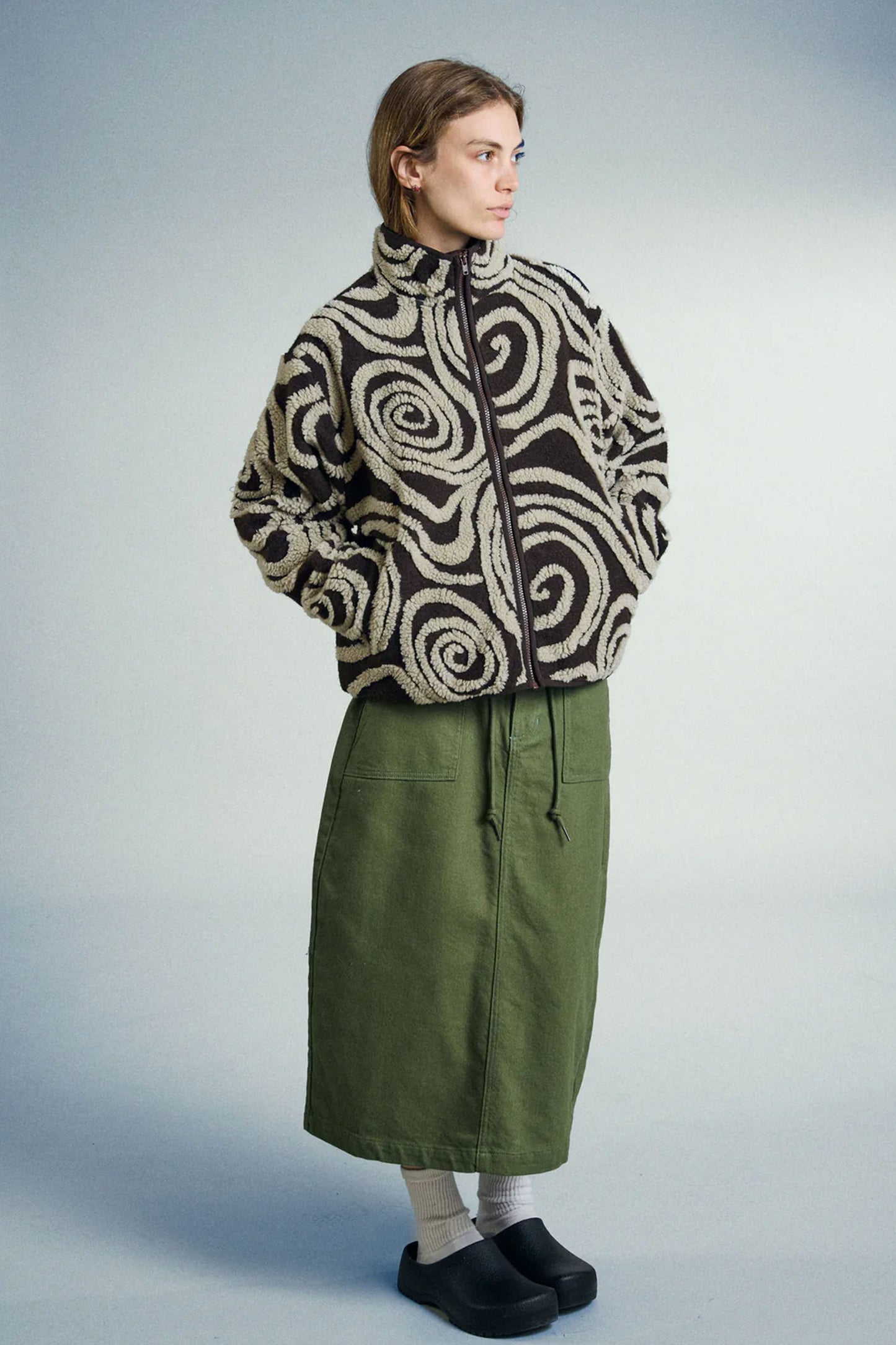 Pukas Surf Shop Woman Jacket Obey Swirls Jacquard Brown Multi