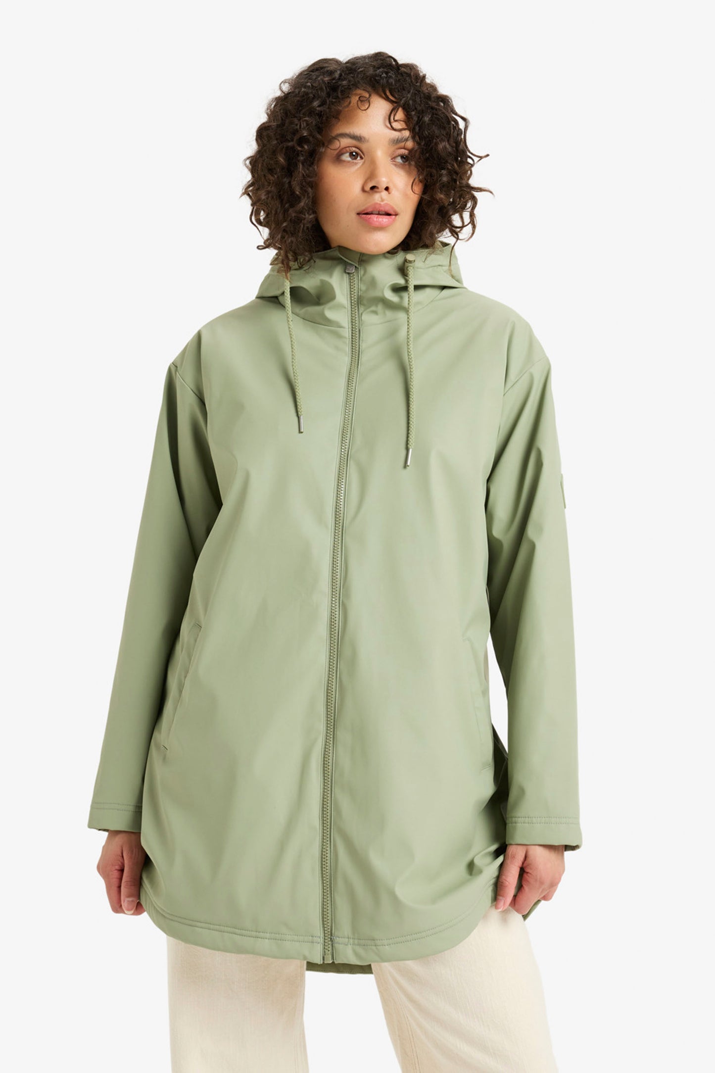 Pukas Surf Shop Roxy Rain Road Polar Zip Trench in Oil Green