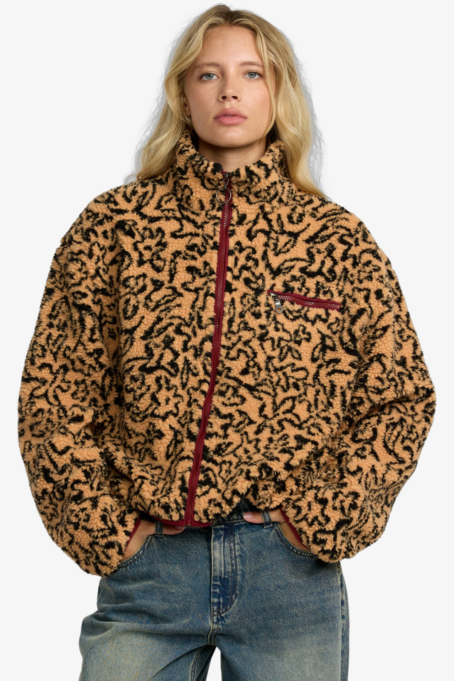 Pukas Surf Shop RVCA Oh Hush sherpa jacket women plush texture relaxed fit