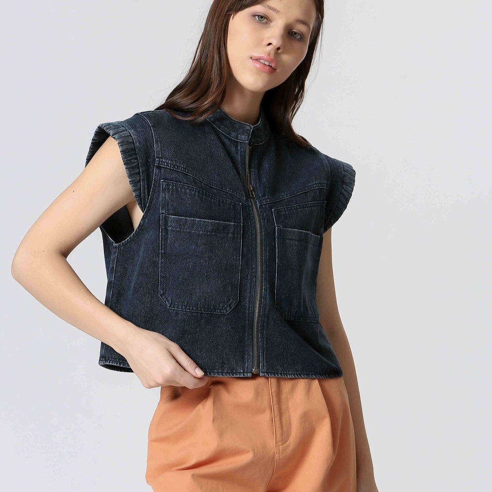 Pukas-Surf-Shop-Woman-Jacket-The-Korner-Denim-Vest-Navy