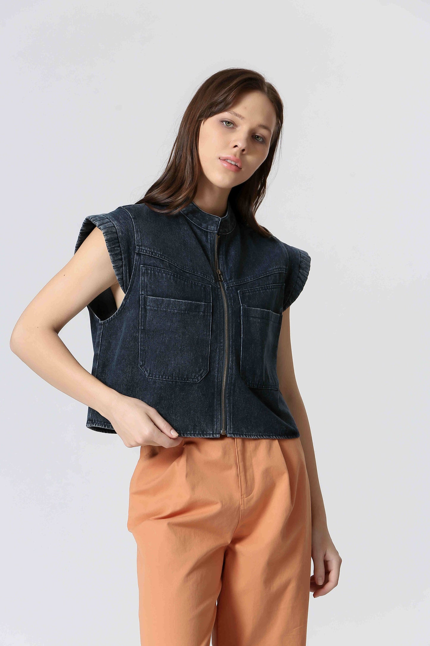 Pukas-Surf-Shop-Woman-Jacket-The-Korner-Denim-Vest-Navy