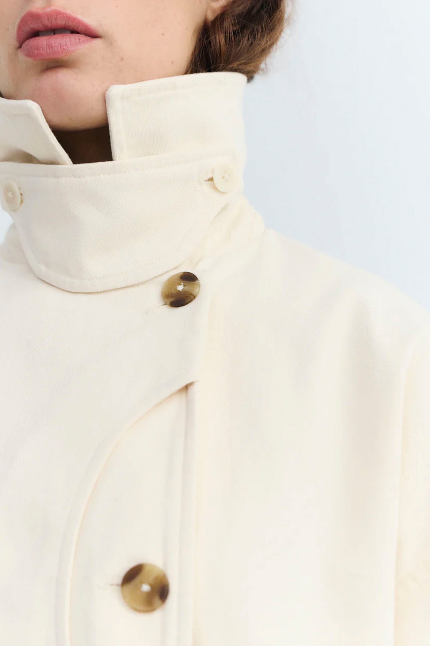 THINKING MU Norma Jacket - close-up of organic cotton fabric texture and construction details