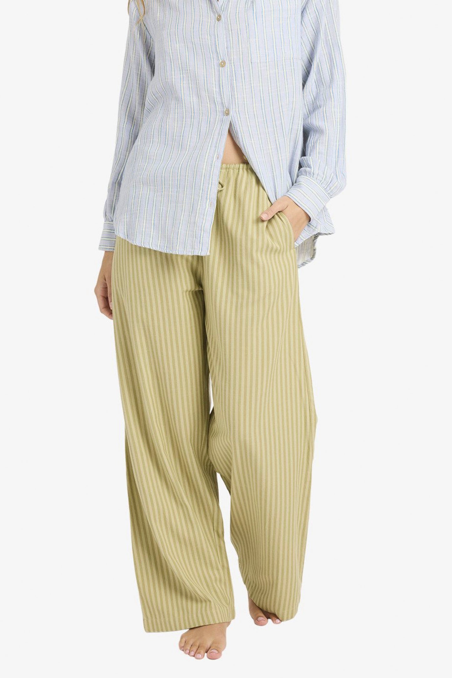 Billabong Another Wave pant in Cedar colorway - front view of women's regular fit cotton-viscose pants