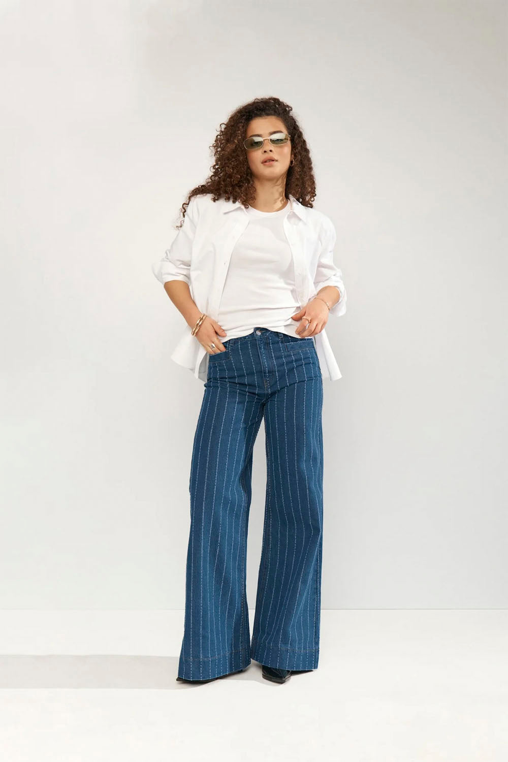 NÜMPH Nuatlanta High Rise Jeans in Medium Blue Denim – women's high-waist denim jeans, available at Pukas Surf Shop