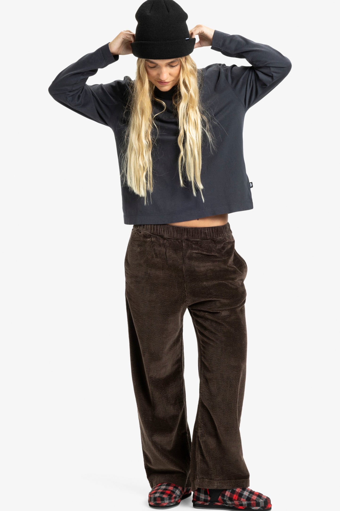 Pukas Surf Shop Quiksilver Payarawa women’s wide-leg cord trousers chocolate brown relaxed fit