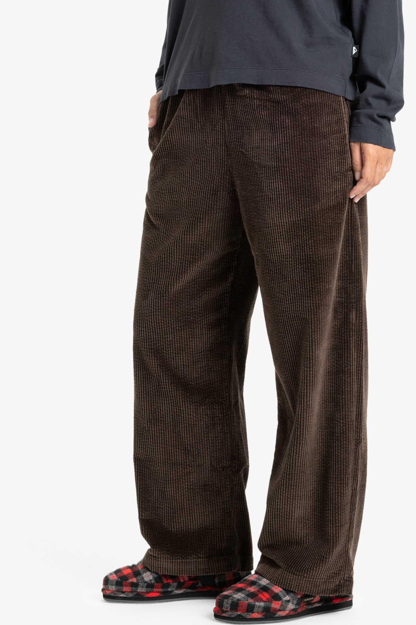 Pukas Surf Shop Quiksilver Payarawa women’s wide-leg cord trousers chocolate brown relaxed fit