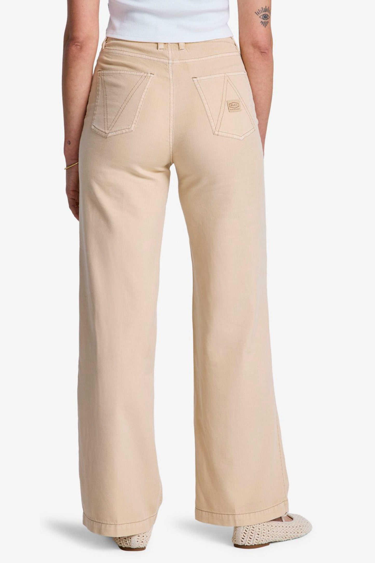 RVCA Coco Pant Hazelnut - fitted flared women's pants with zip fly and VA stitching, front view