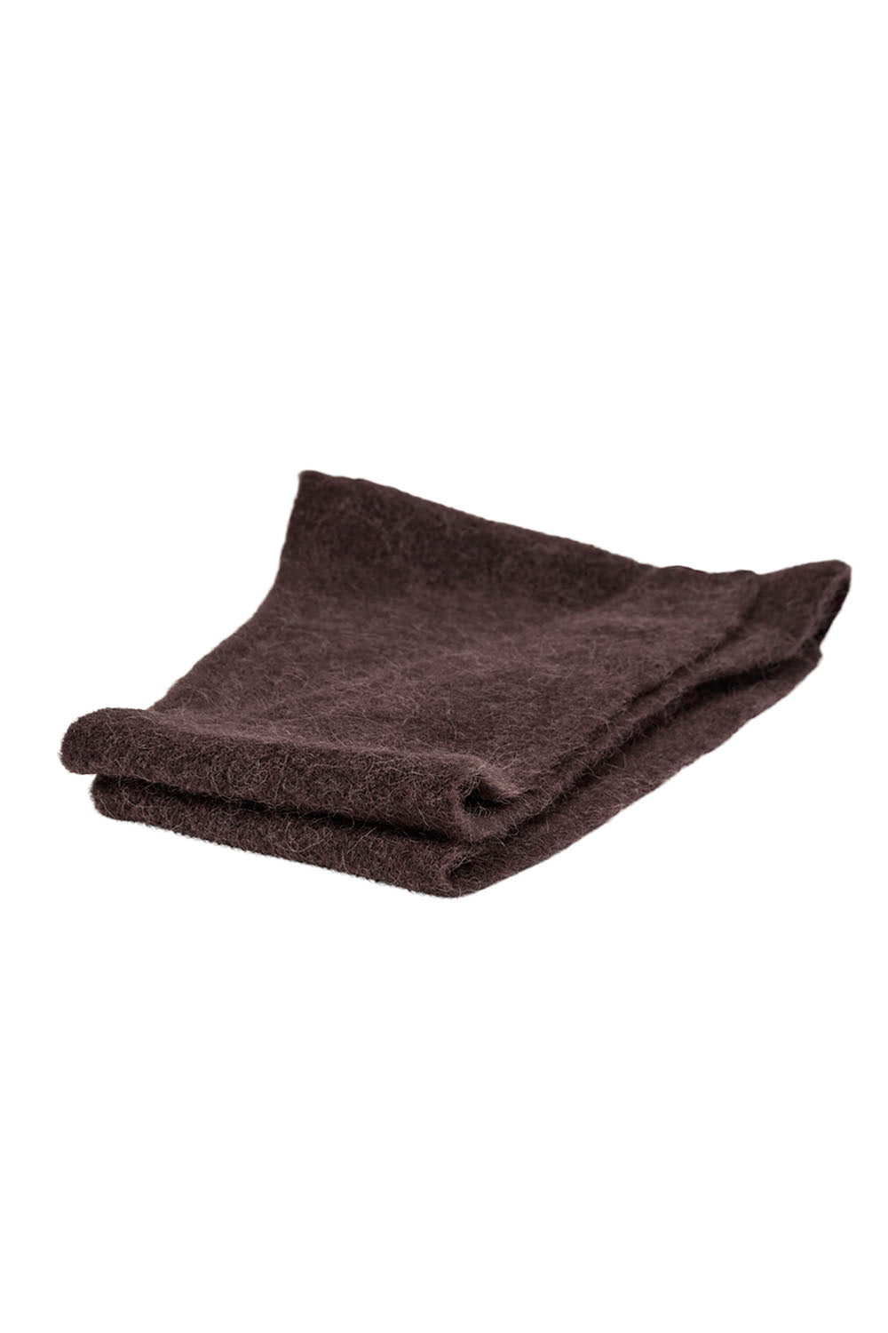 A folded dark brown towel with a soft, plush texture, shown on a plain white background.