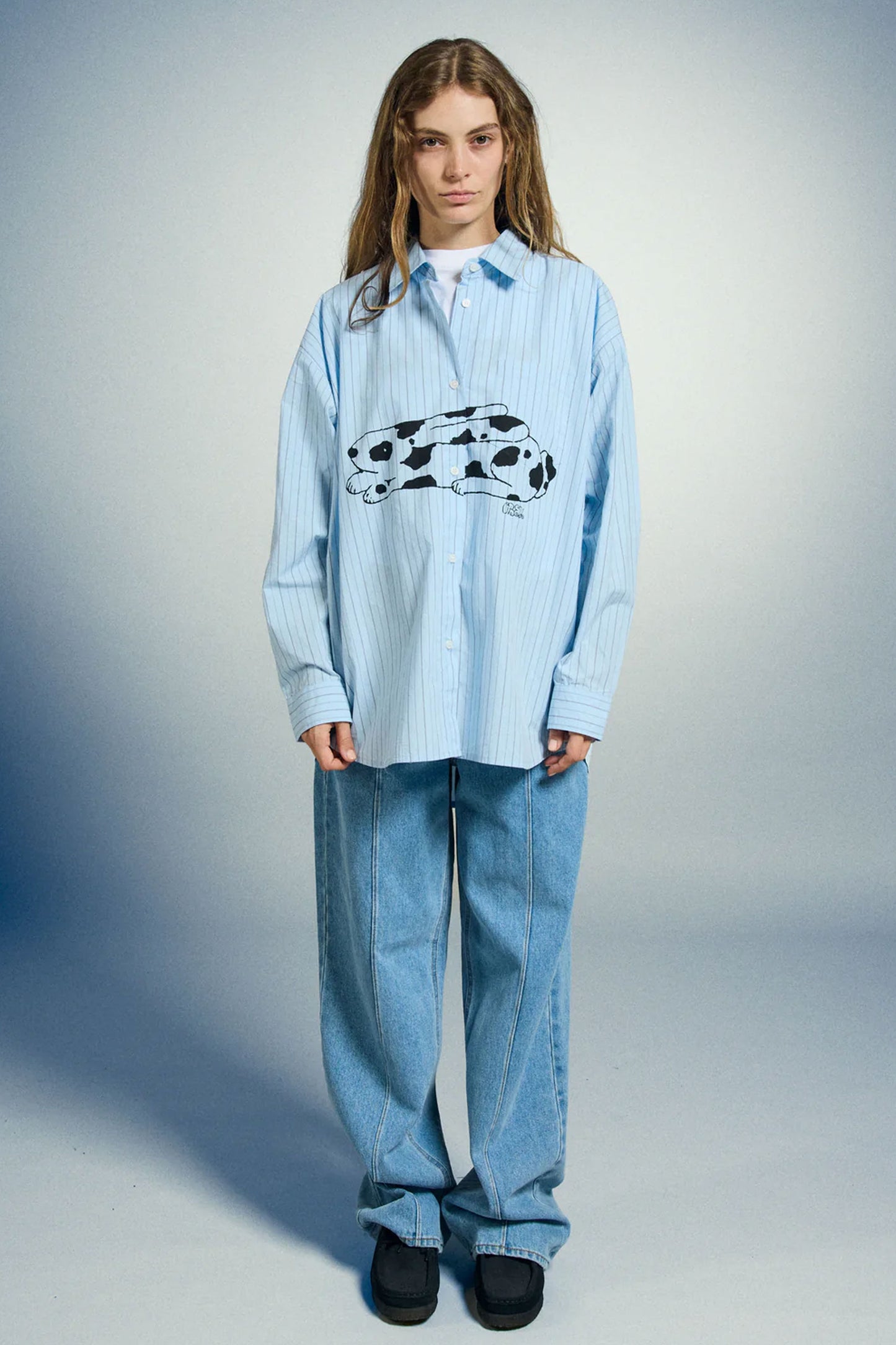 Light blue Obey shirt with a rabbit graphic Pukas Surf Shop