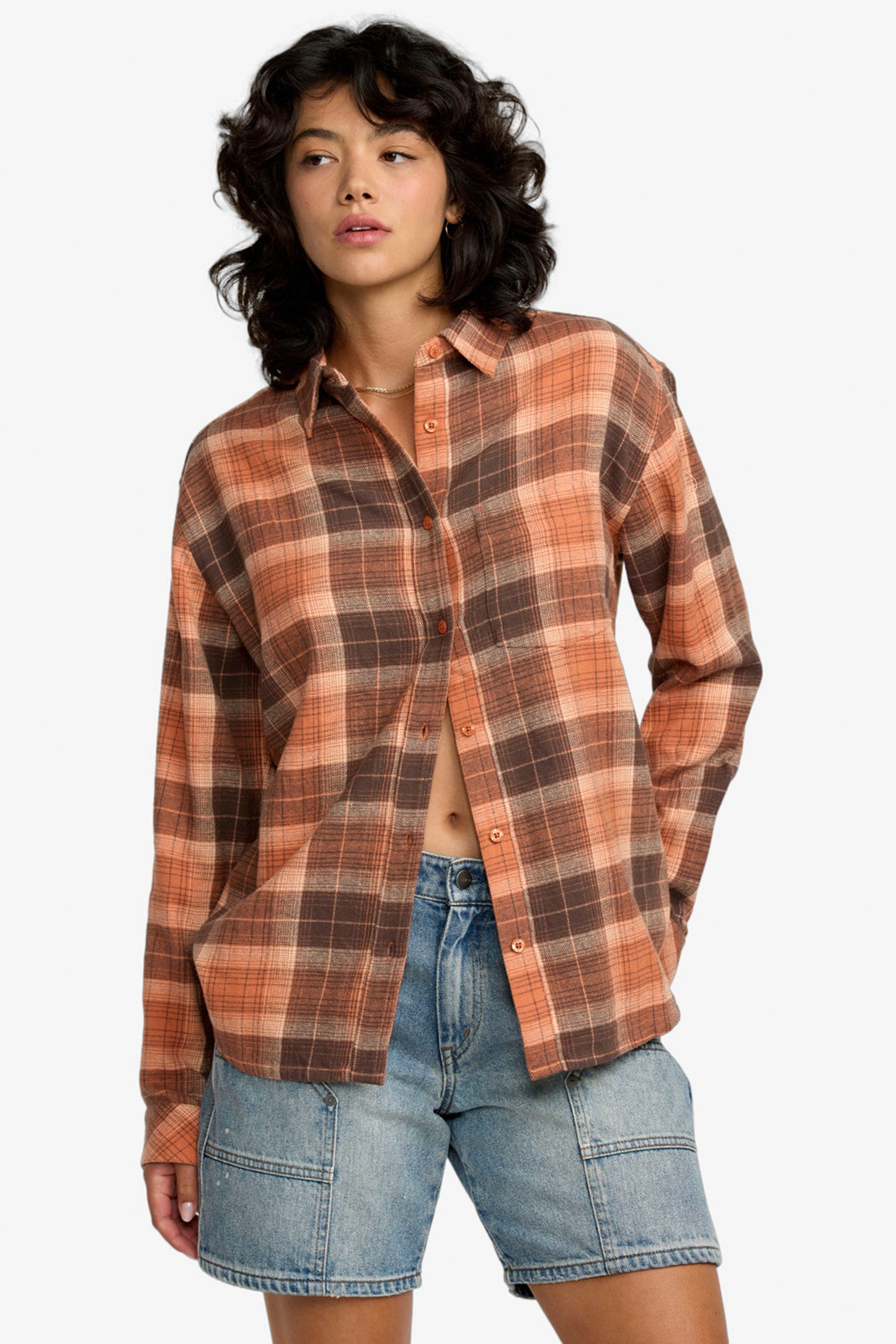 Pukas Surf Shop RVCA women’s flannel shirt in Pumpkin