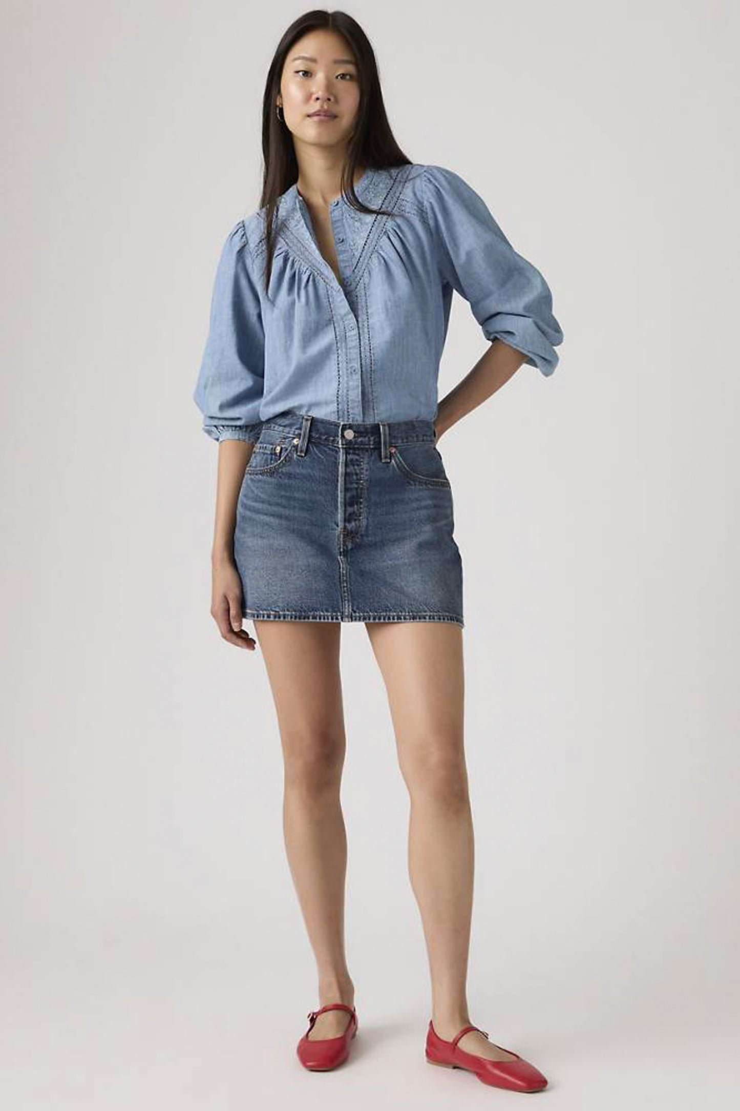 LEVIS Icon Skirt in Phoenix Rising wash - premium denim skirt