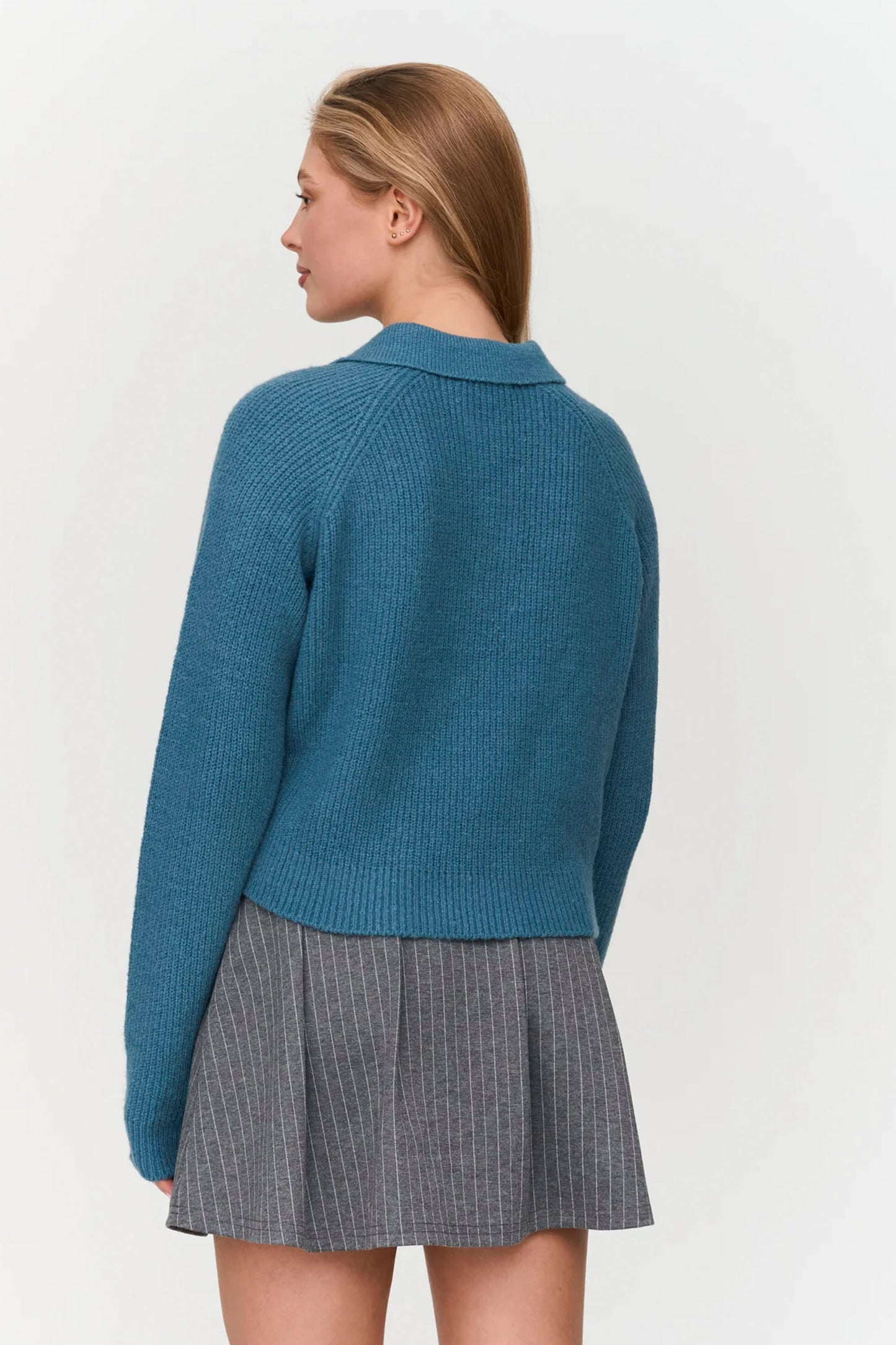 24 Colours Pukas Surf Shop teal oversized pullover with relaxed drape and soft textured knit design