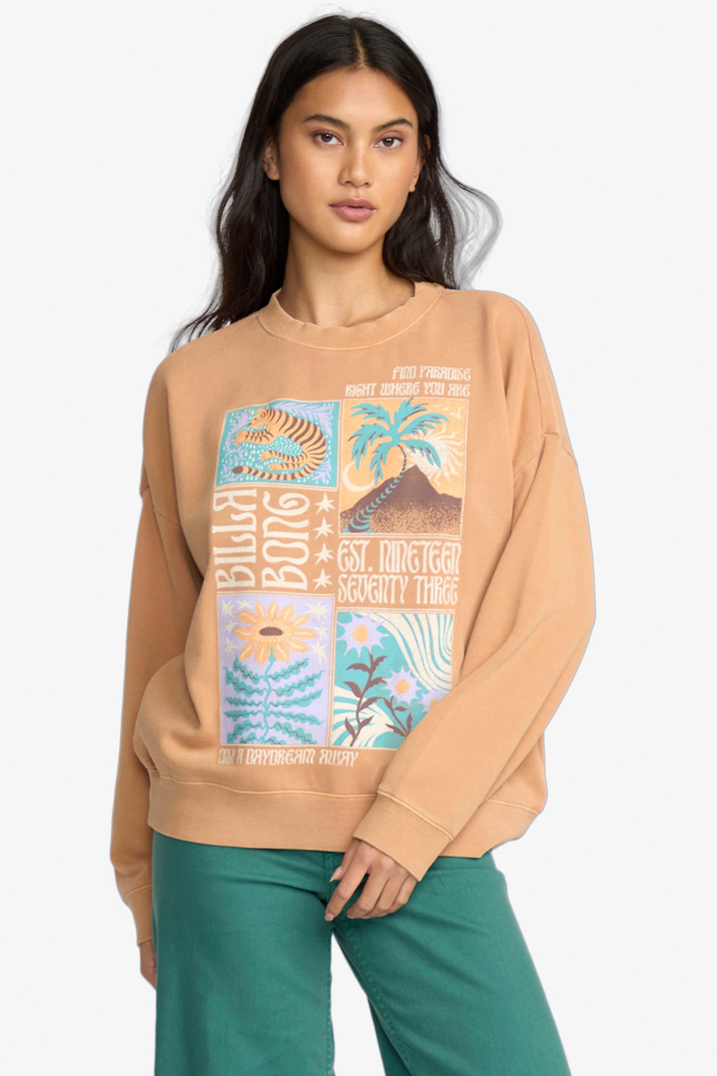 Pukas Surf Shop Billabong Echo sweatshirt muted tones relaxed streetwear