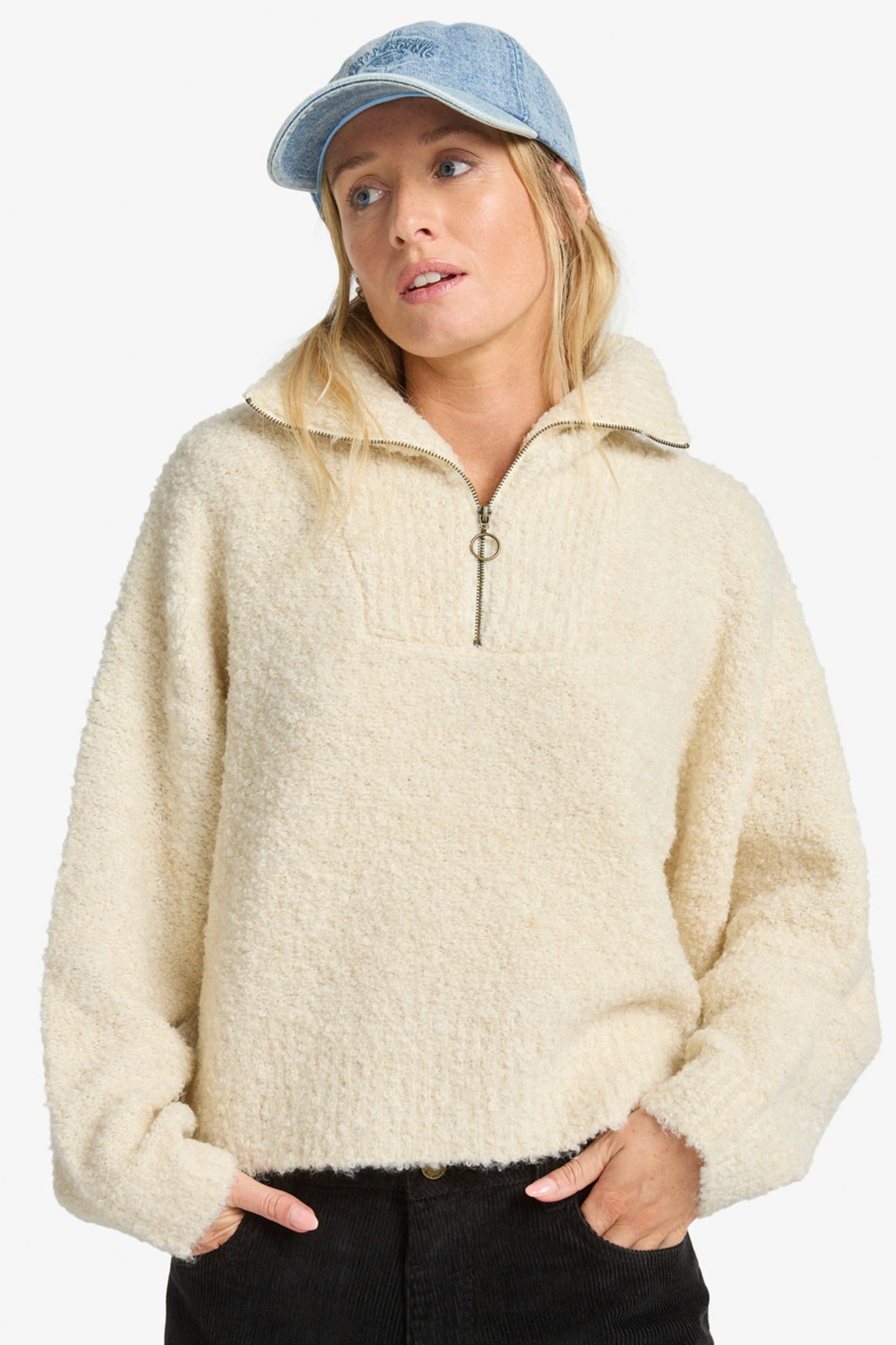 Pukas Surf Shop Billabong Lost Heaven fleece half-zip white relaxed fit