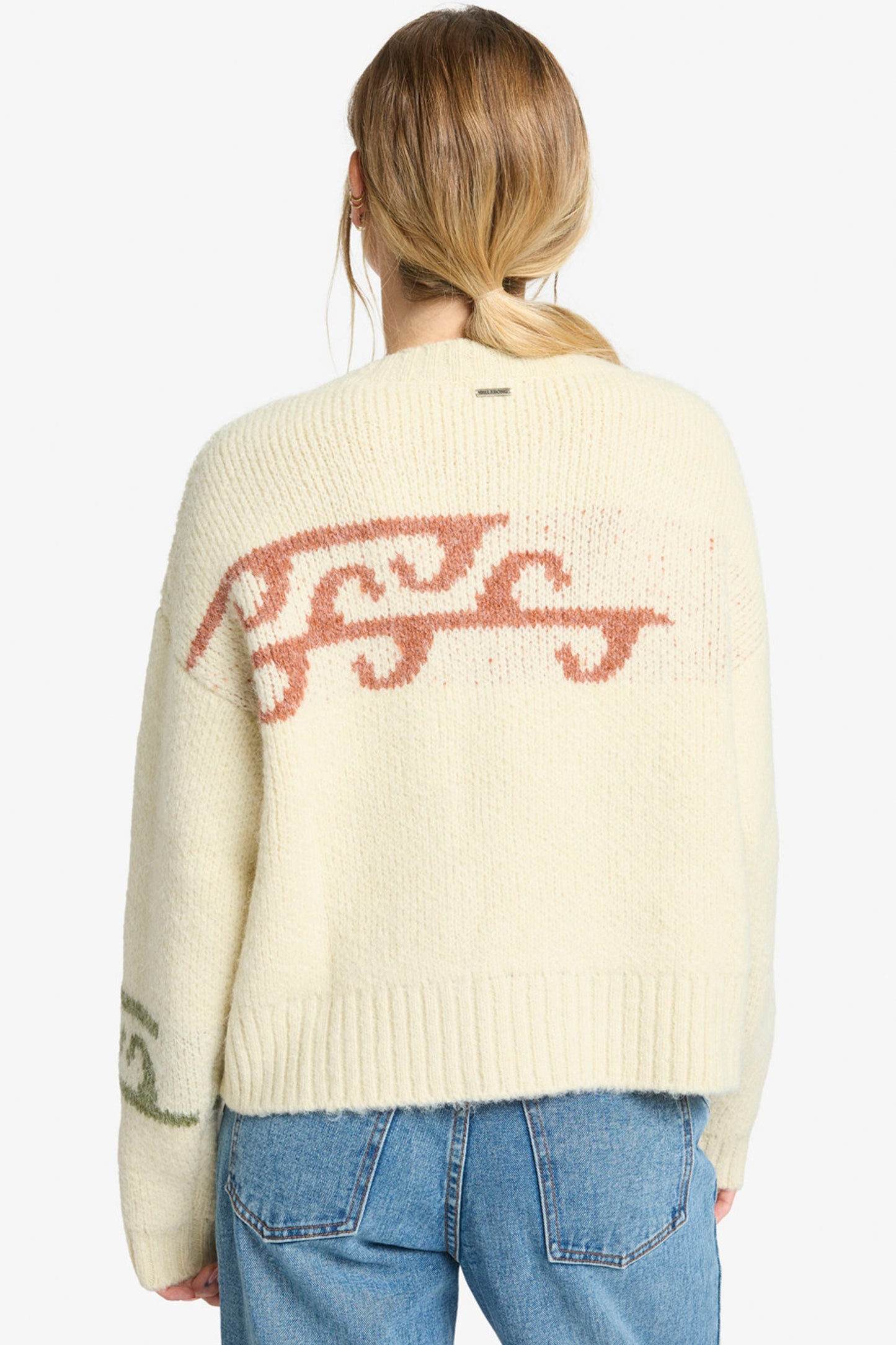 Pukas Surf Shop Billabong No Aloha knit sweater cream abstract design relaxed fit