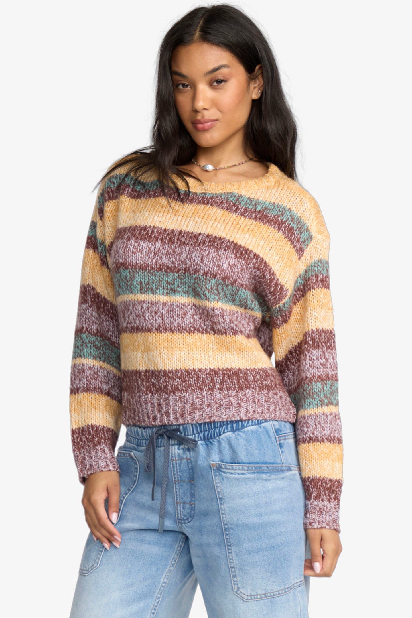 Pukas Surf Shop Billabong So Spaced Out striped knit sweater beige cream tones relaxed fit surf style