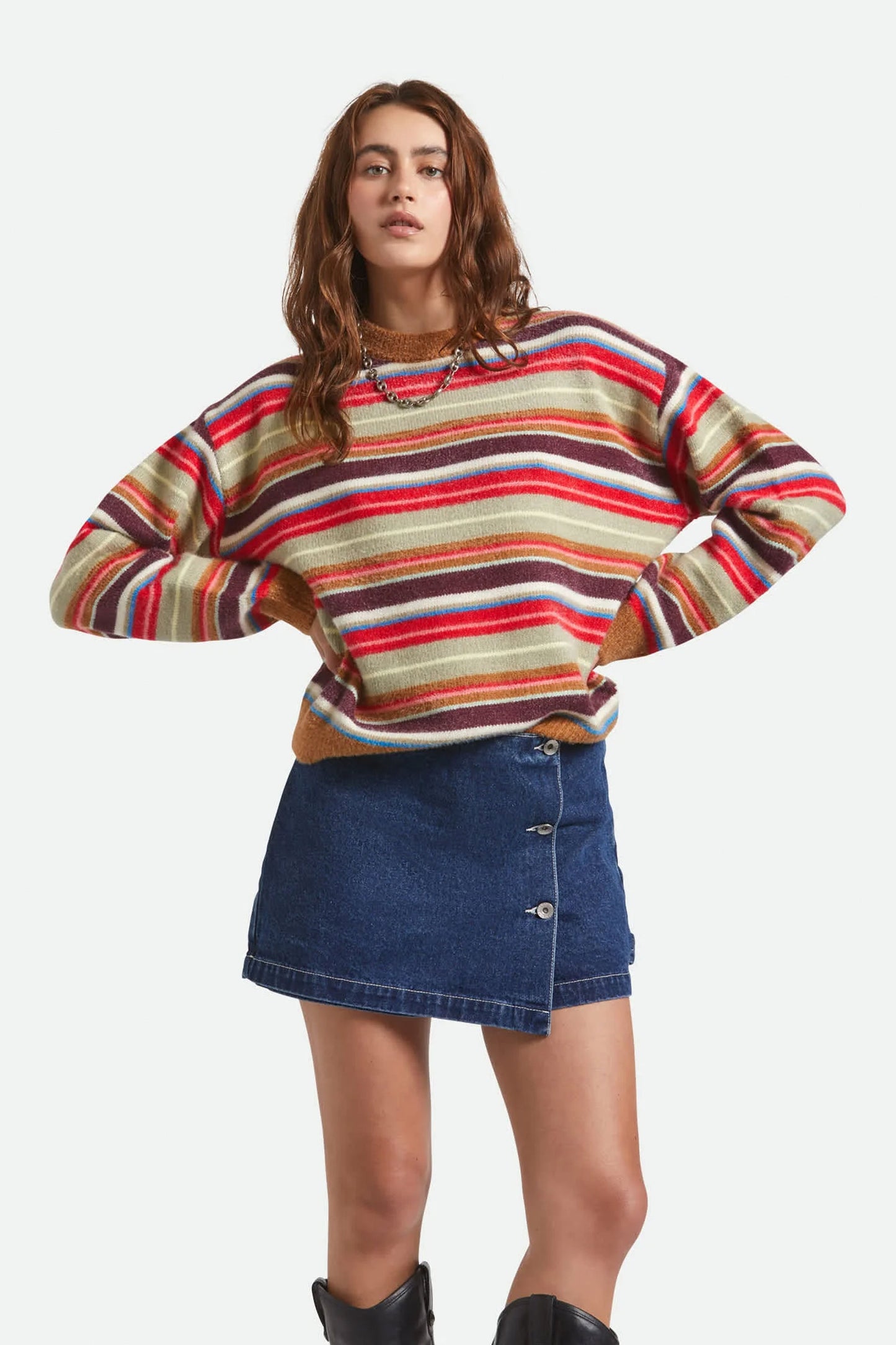Pukas Surf Shop Woman Sweat Brixton Cozy Crew Sweater Multistripe