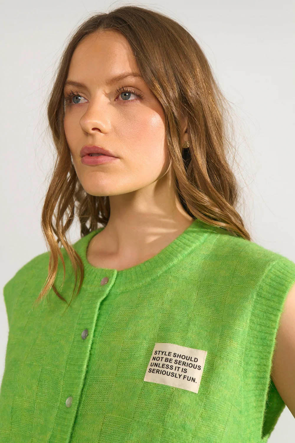 NÜMPH Nuriette Check Vest Jasmine Green | Shop at PUKAS SURF SHOP