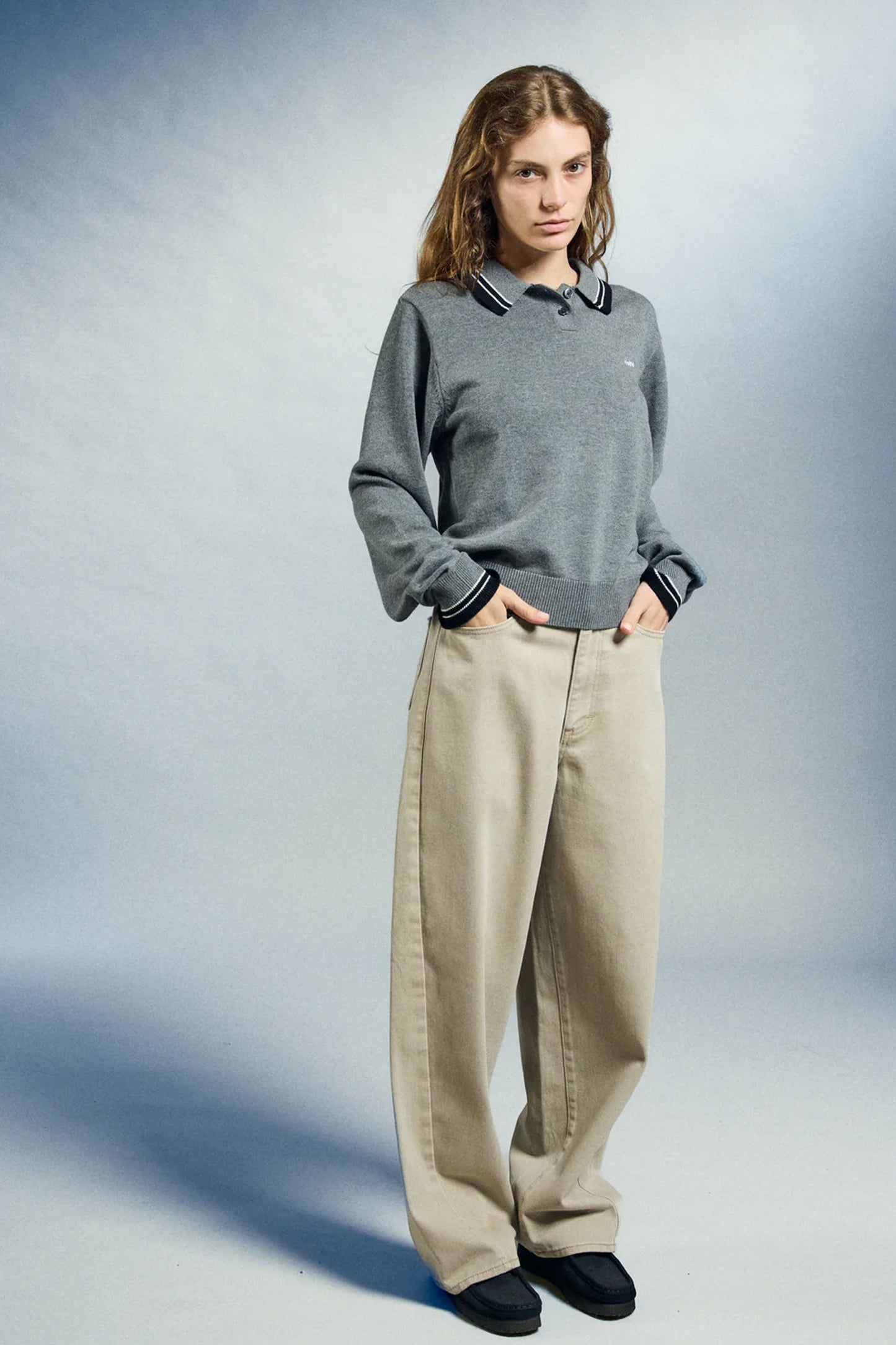 Pukas Surf Shop Woman Sweat Obey Goalie Polo Sweater Grey Heather