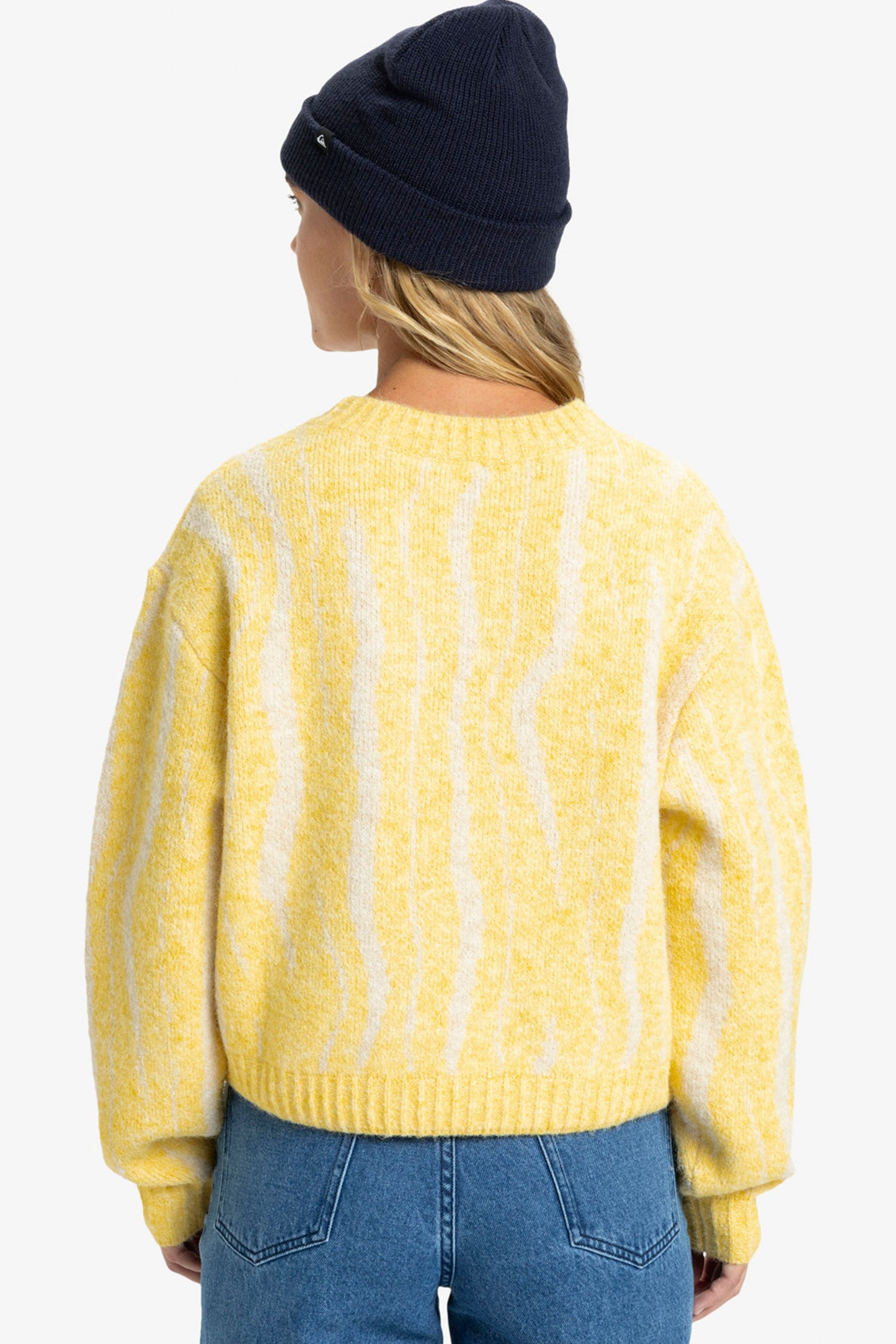 Pukas Surf Shop Quiksilver Selwyn women’s cropped boxy knit jumper rattan sand pattern