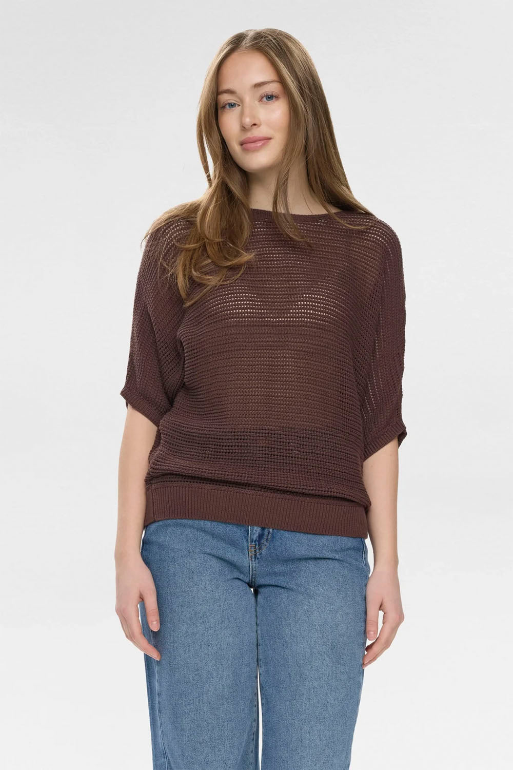 NÜMPH Nuerikka Pullover in Chicory Coffee – women's relaxed fit dark brown pullover, available at Pukas Surf Shop