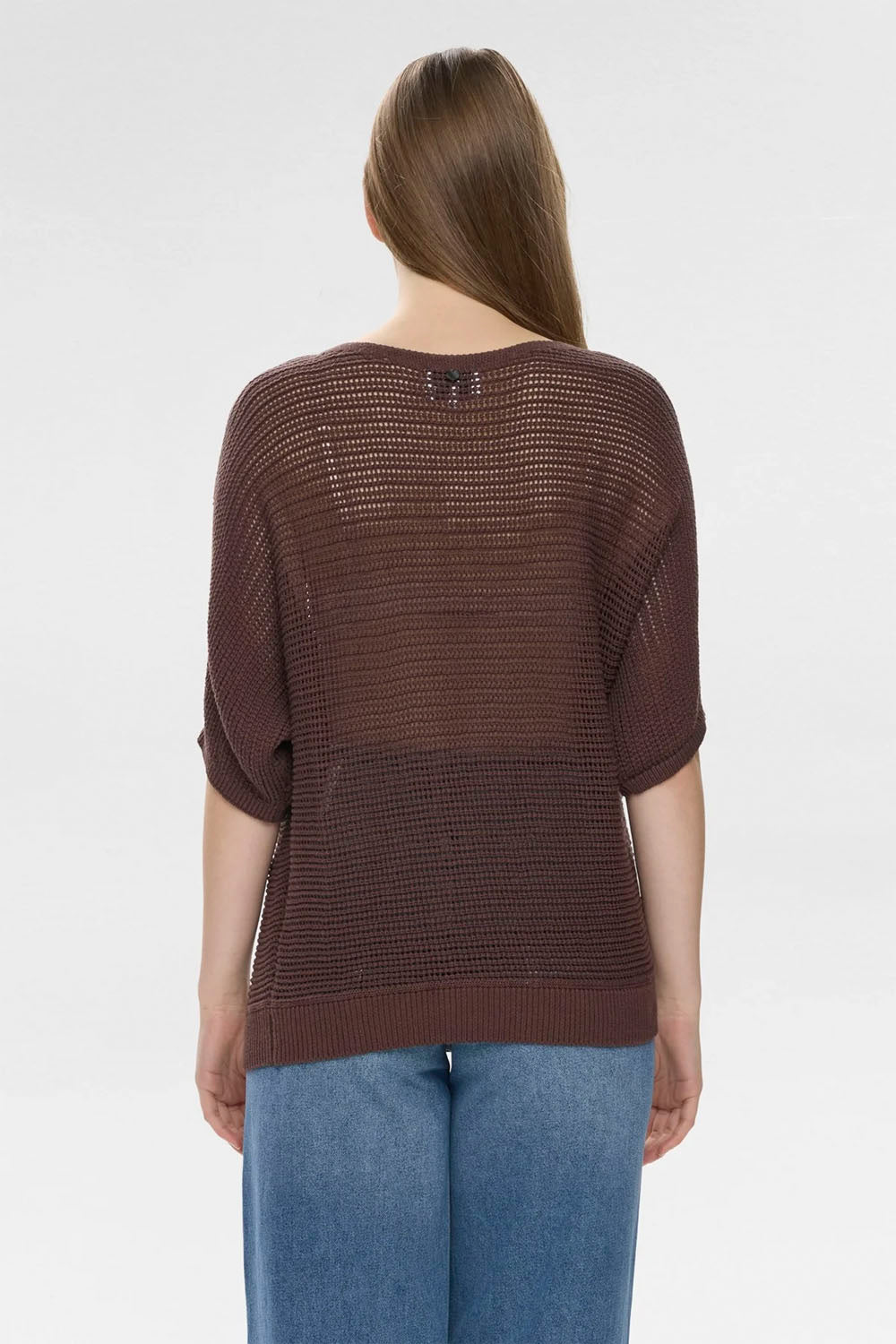 NÜMPH Nuerikka Pullover in Chicory Coffee – women's relaxed fit dark brown pullover, available at Pukas Surf Shop