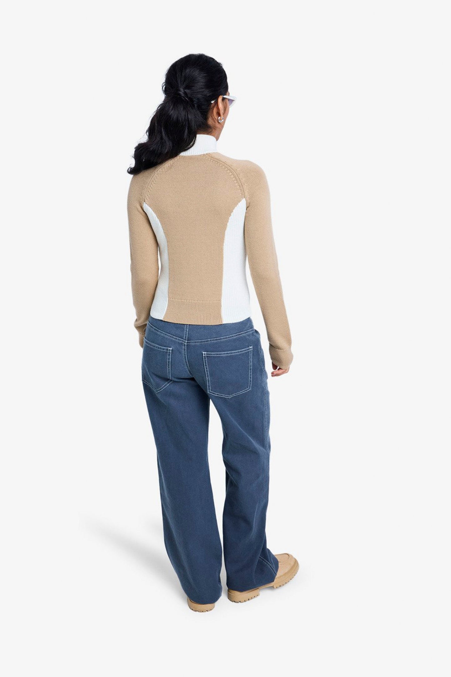 Pukas Surf Shop Roxy Chloë Kim Blocked Mock Neck in Travertine